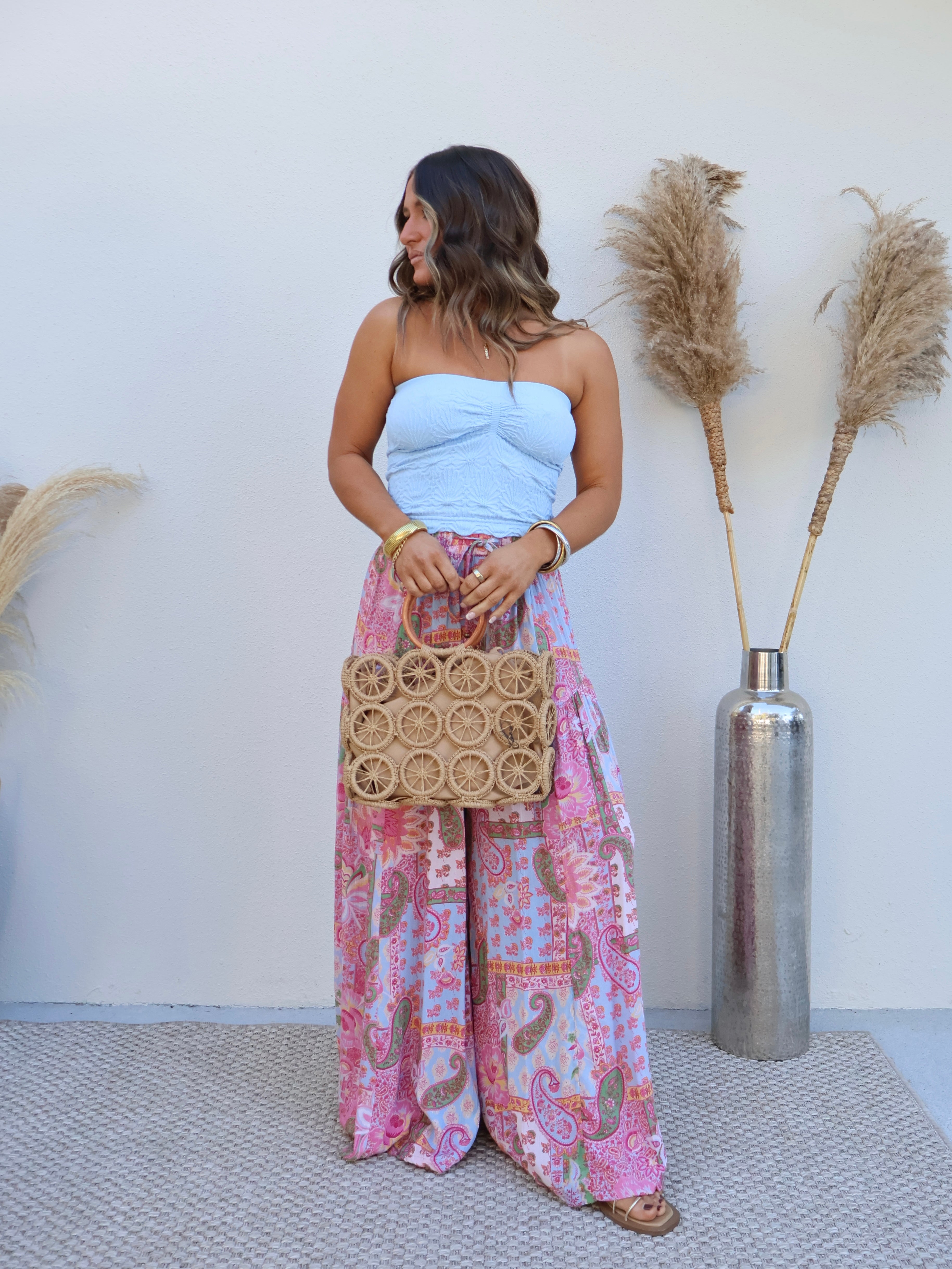 Forever Eyes Boho Pants Fuchsia