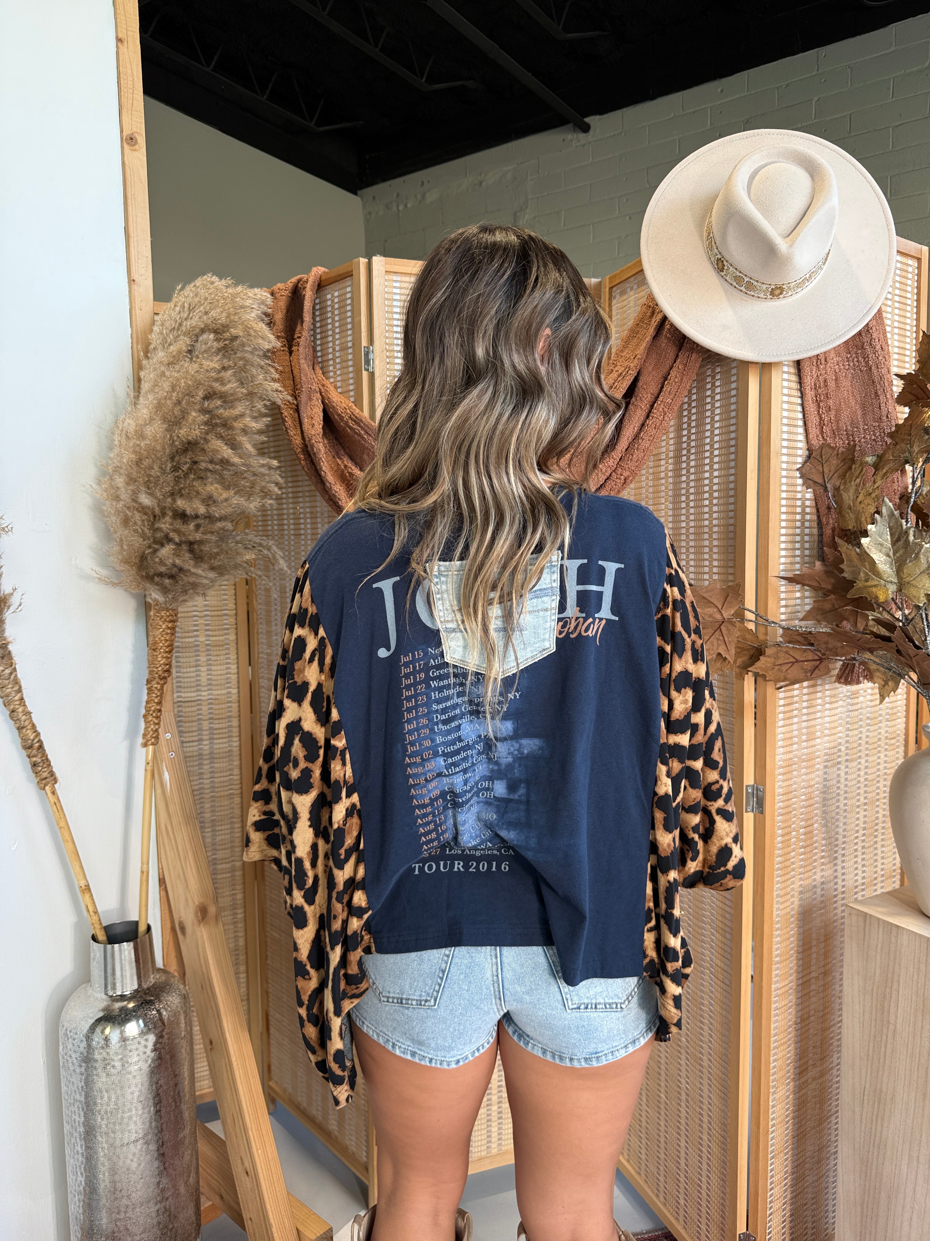 Josh Groban Mix & Match Tee Navy Cheetah