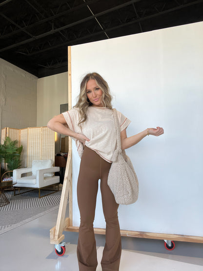 Astrid Contrast Top Taupe