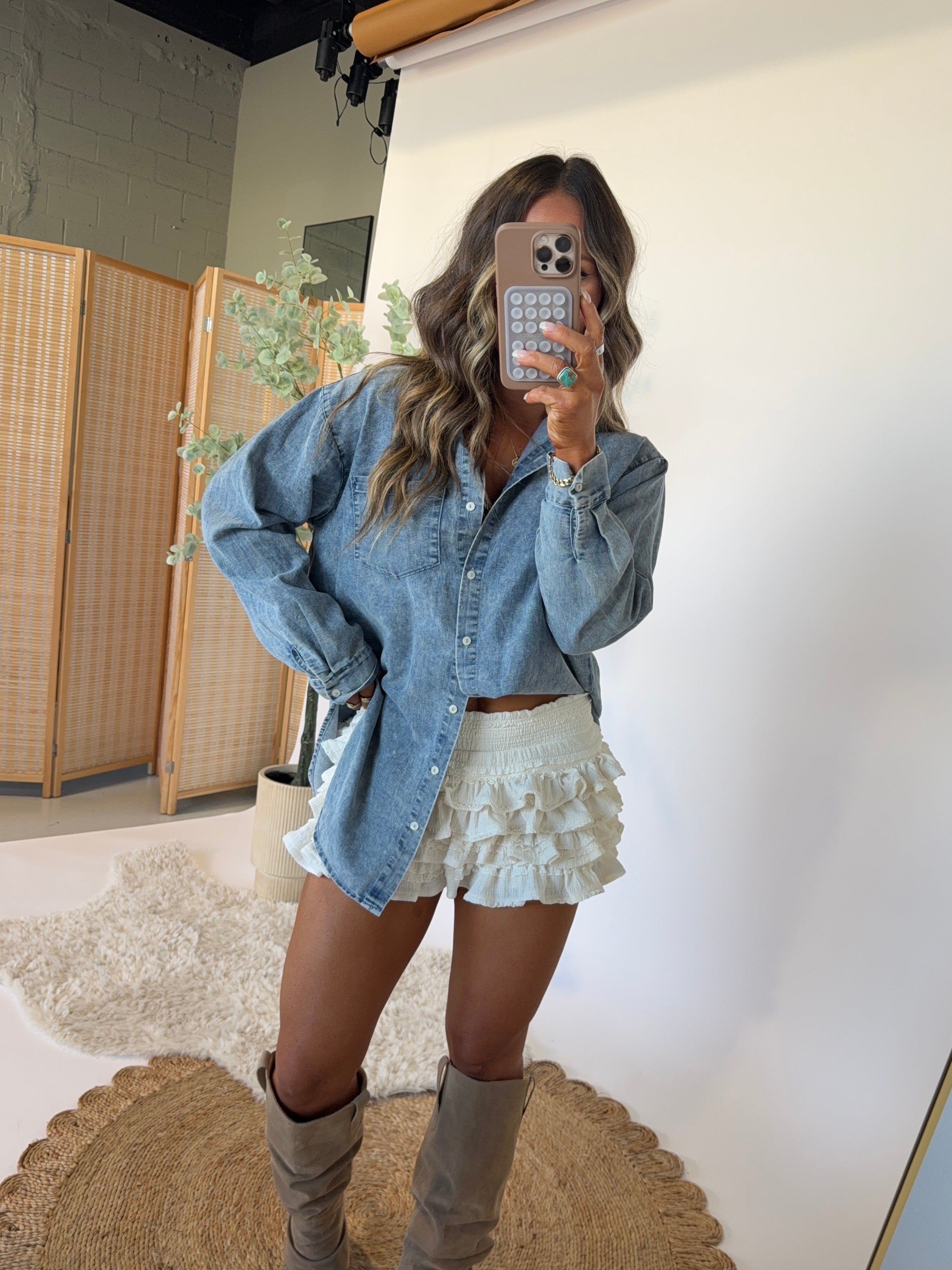 Charlotte Ruffle Mini Skort Ivory