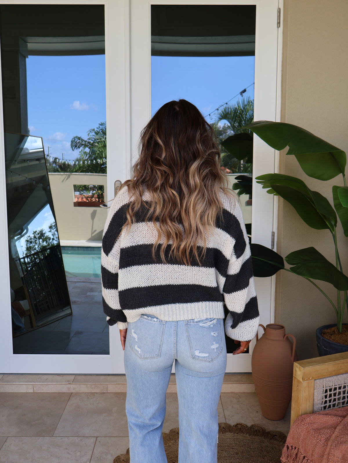 Willow Striped Sweater Charcoal