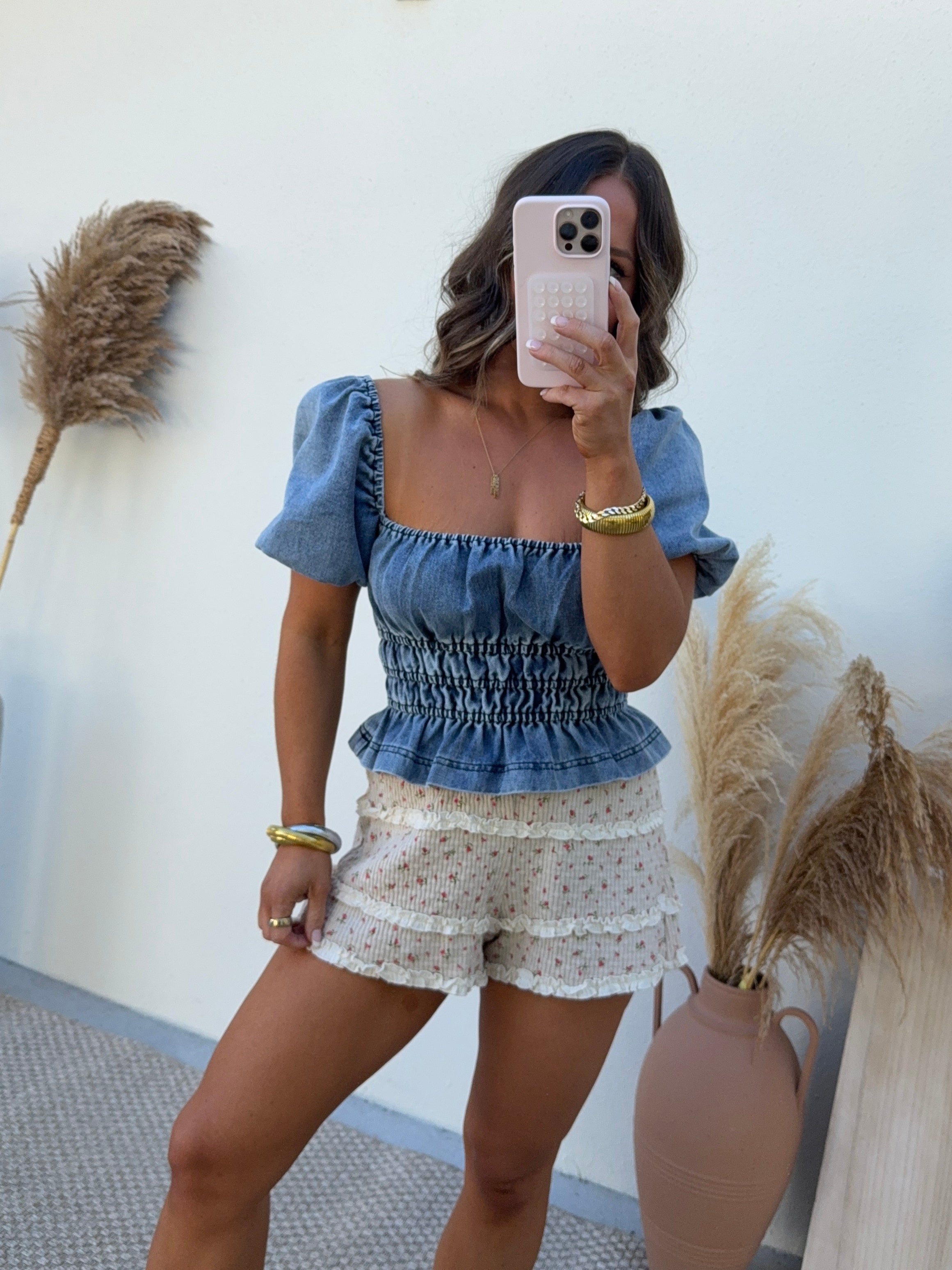 Kissed by Spring Floral Shorts Mocha