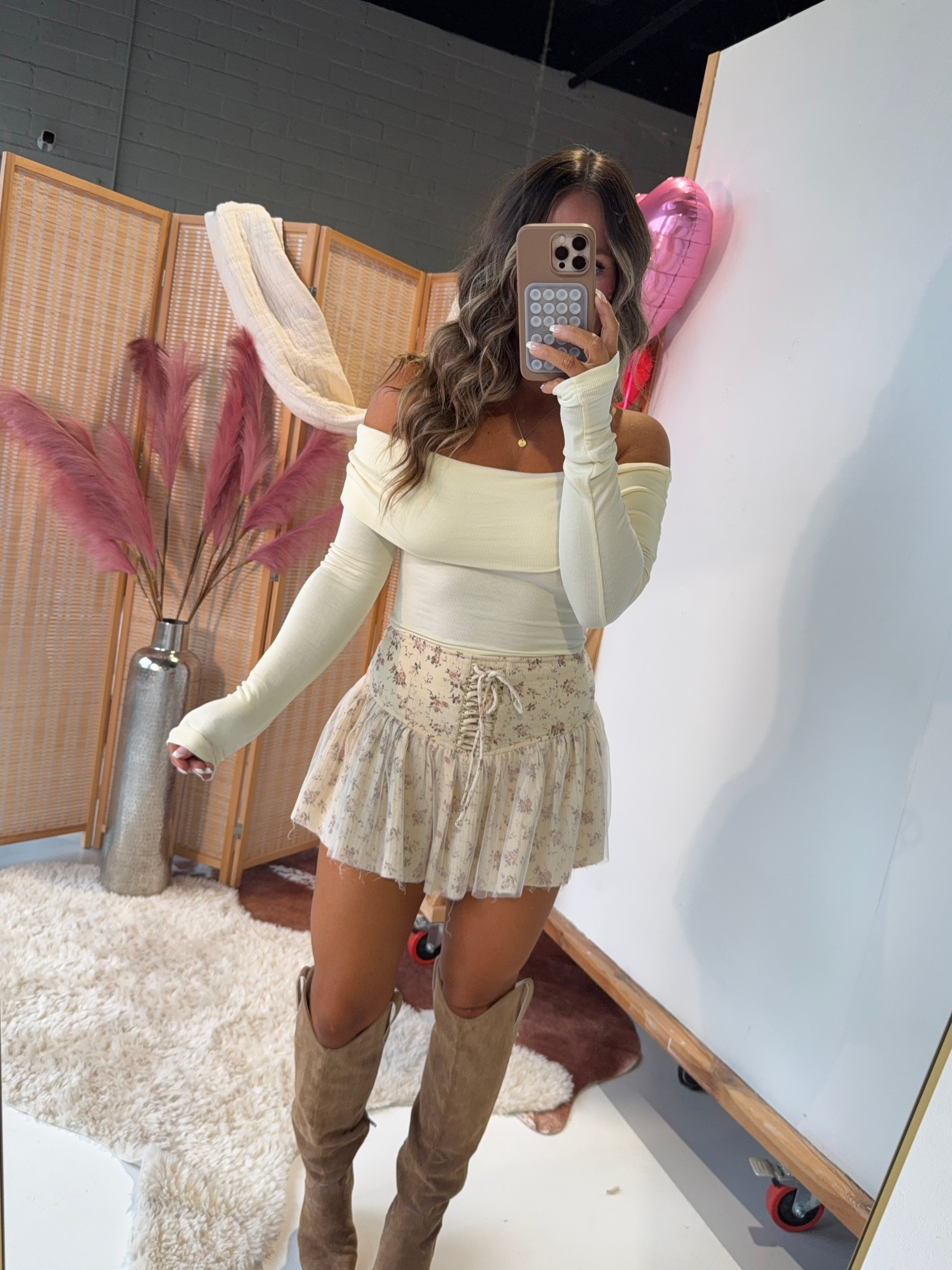 Nevermore Off Shoulder Long Sleeve Vanilla