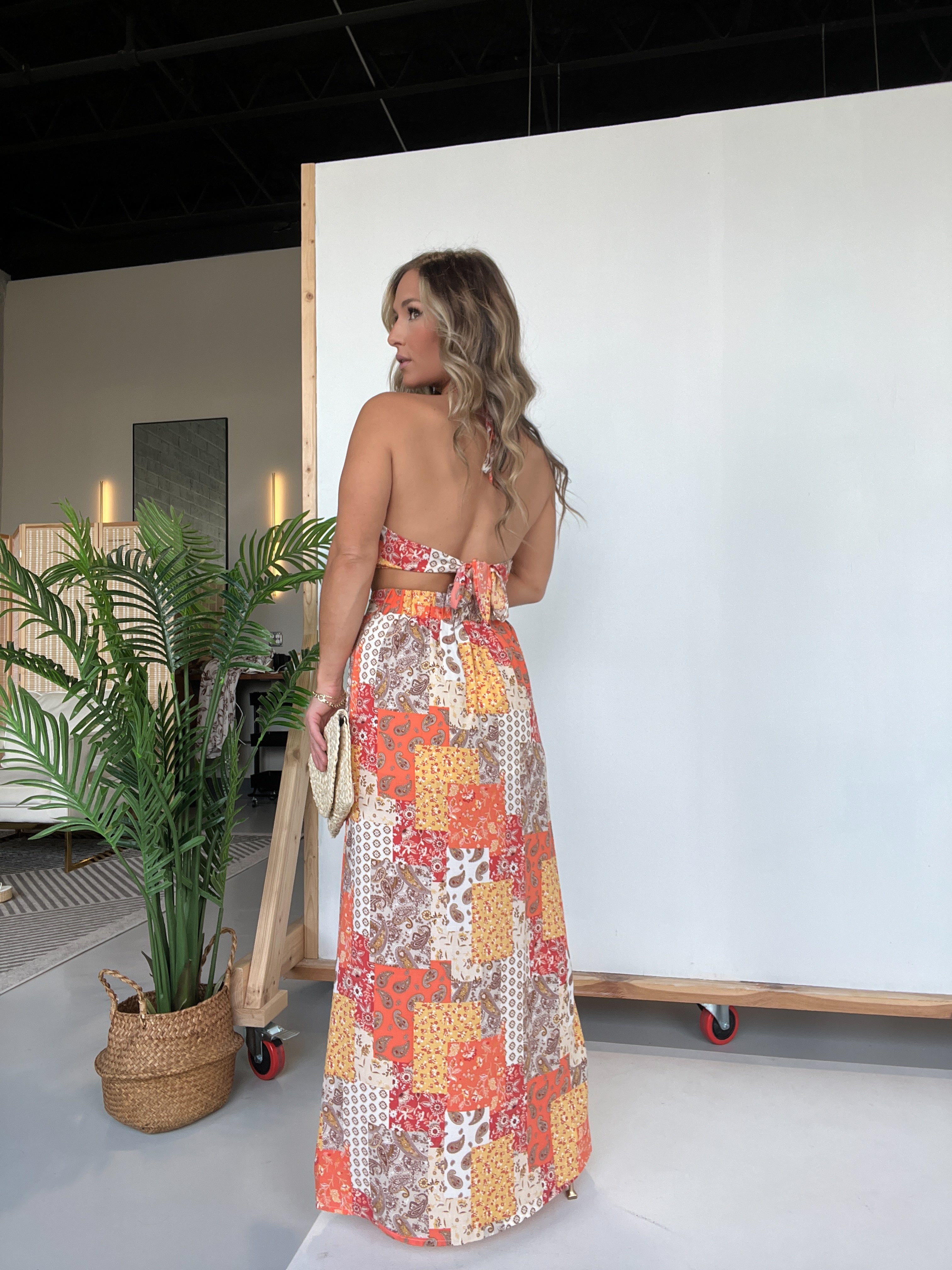 Arizona Patchwork Skirt Set Orange Mutli