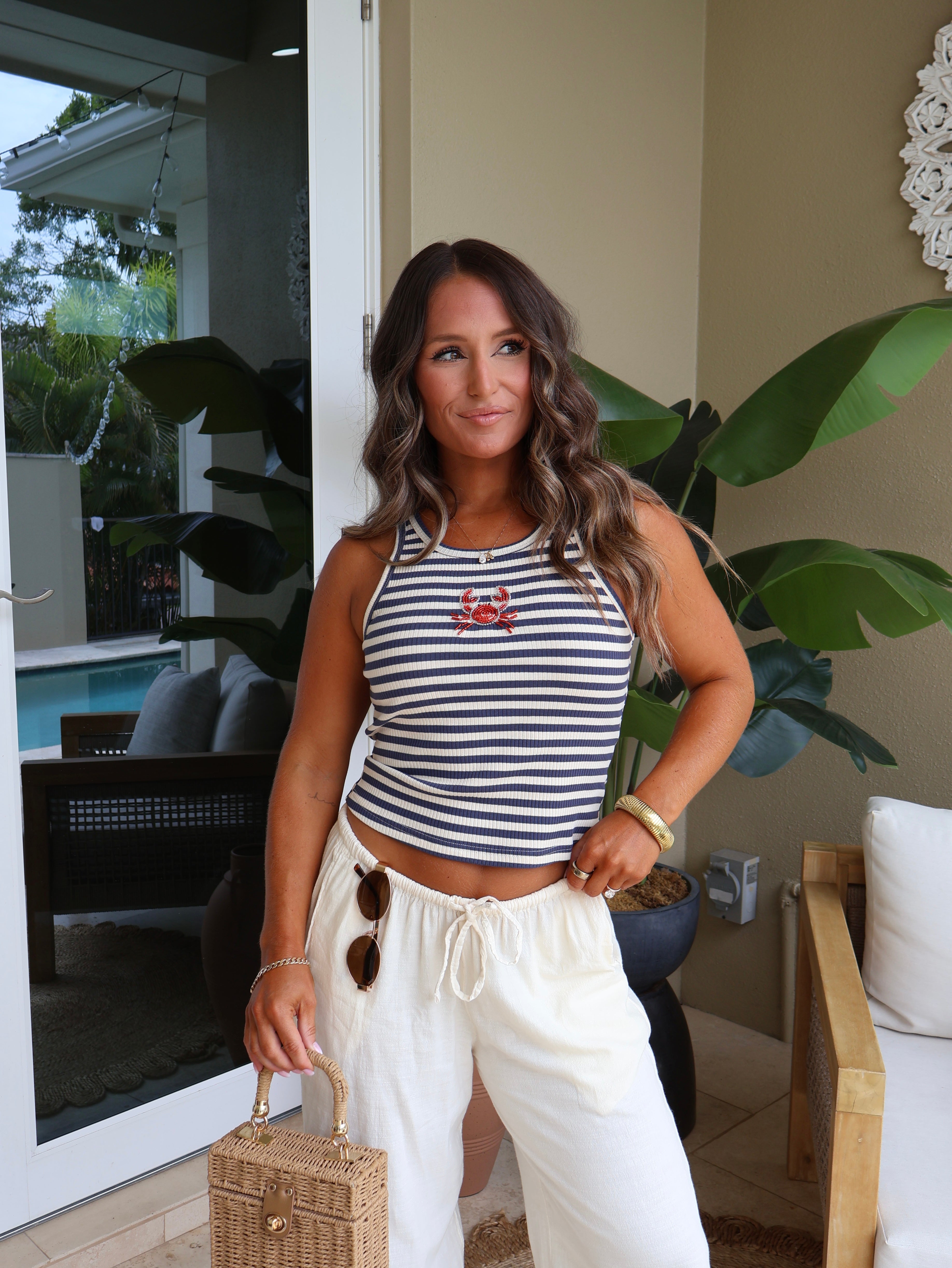 Crabby Chic Striped Tank Navy/Cream