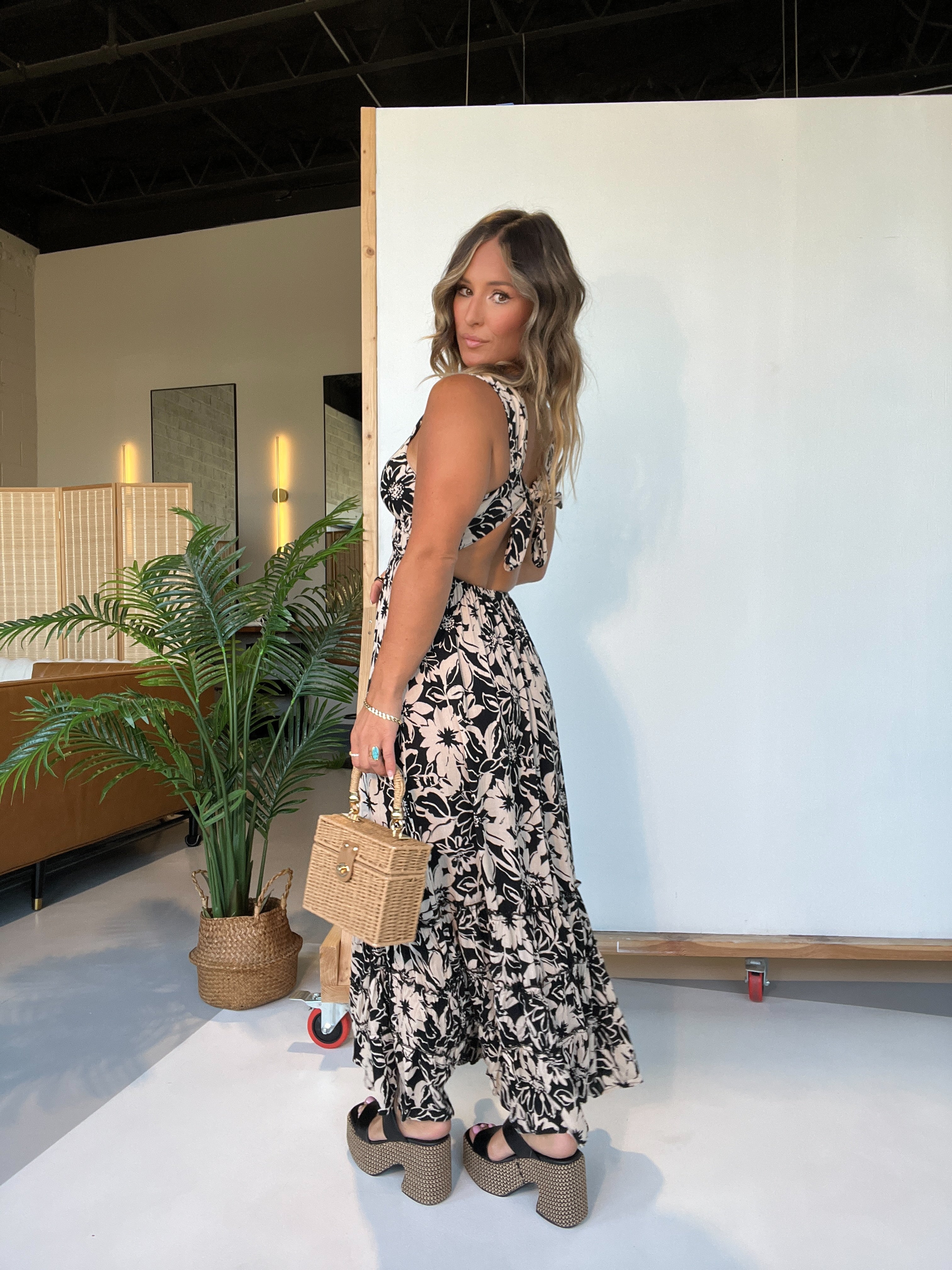 Summer Luau Maxi Dress Black Ivory