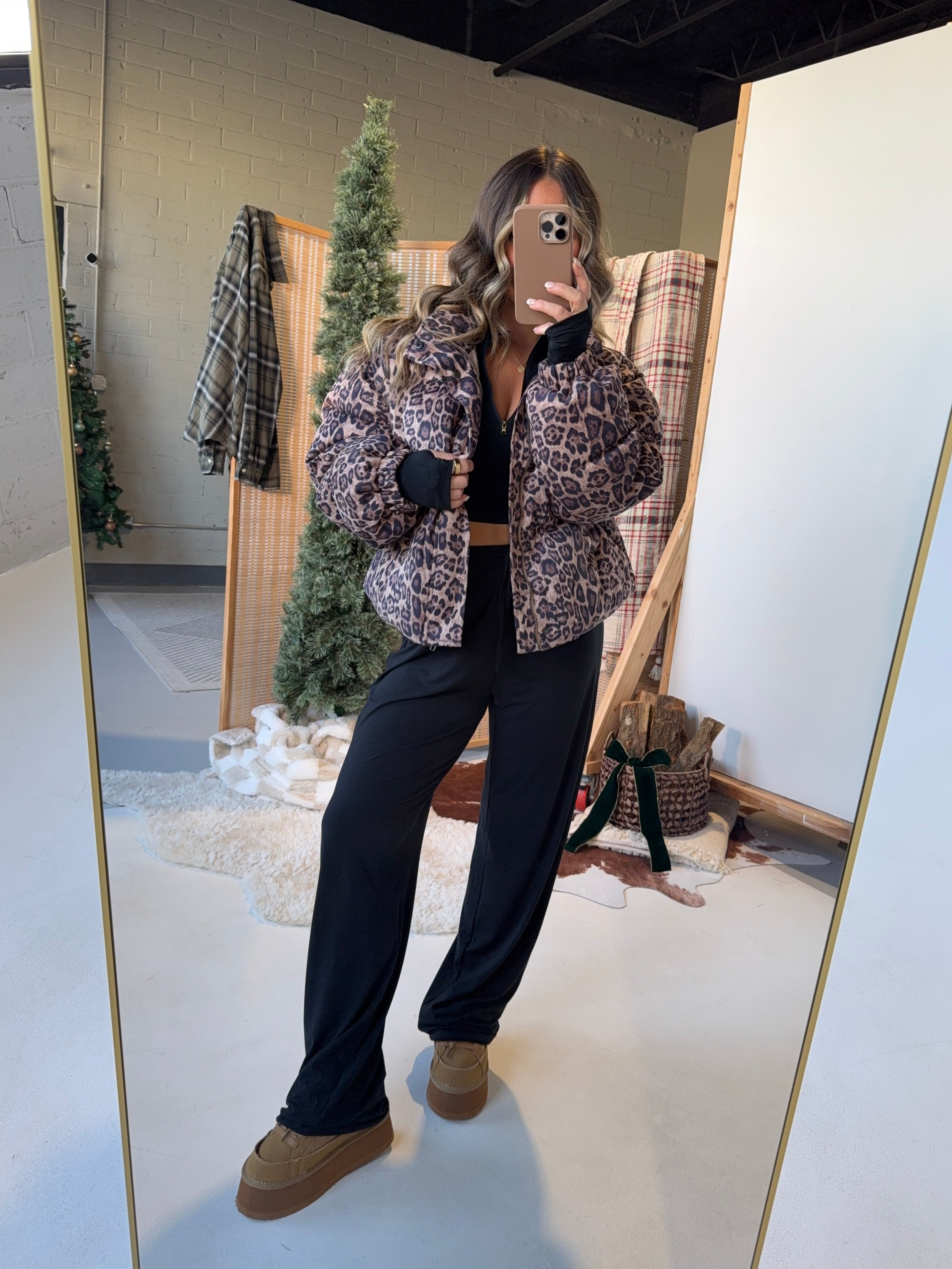 Cold Outside Puffer Jacket Leopard