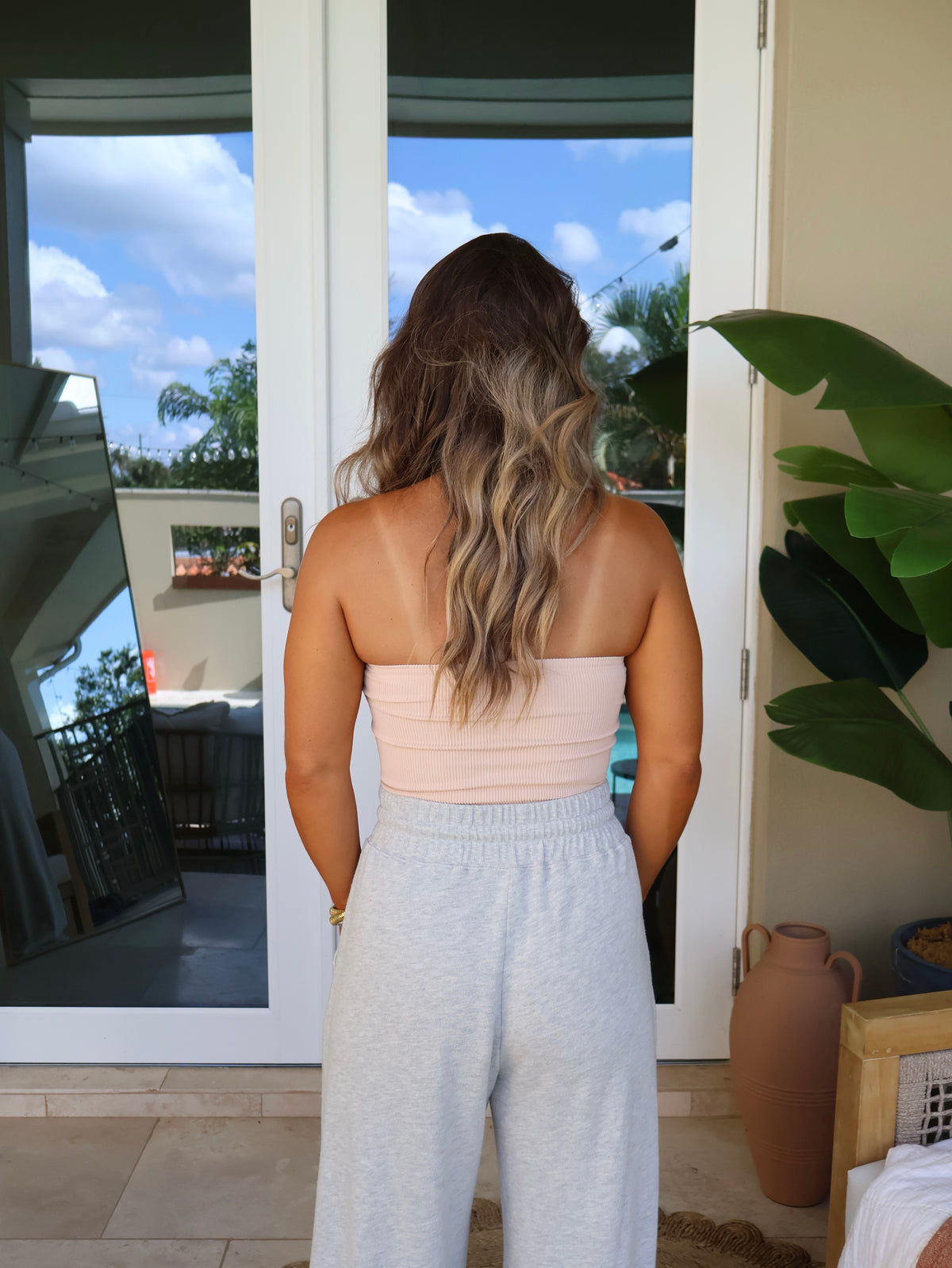 Opal Basic Ribbed Tube Top Pink Nude