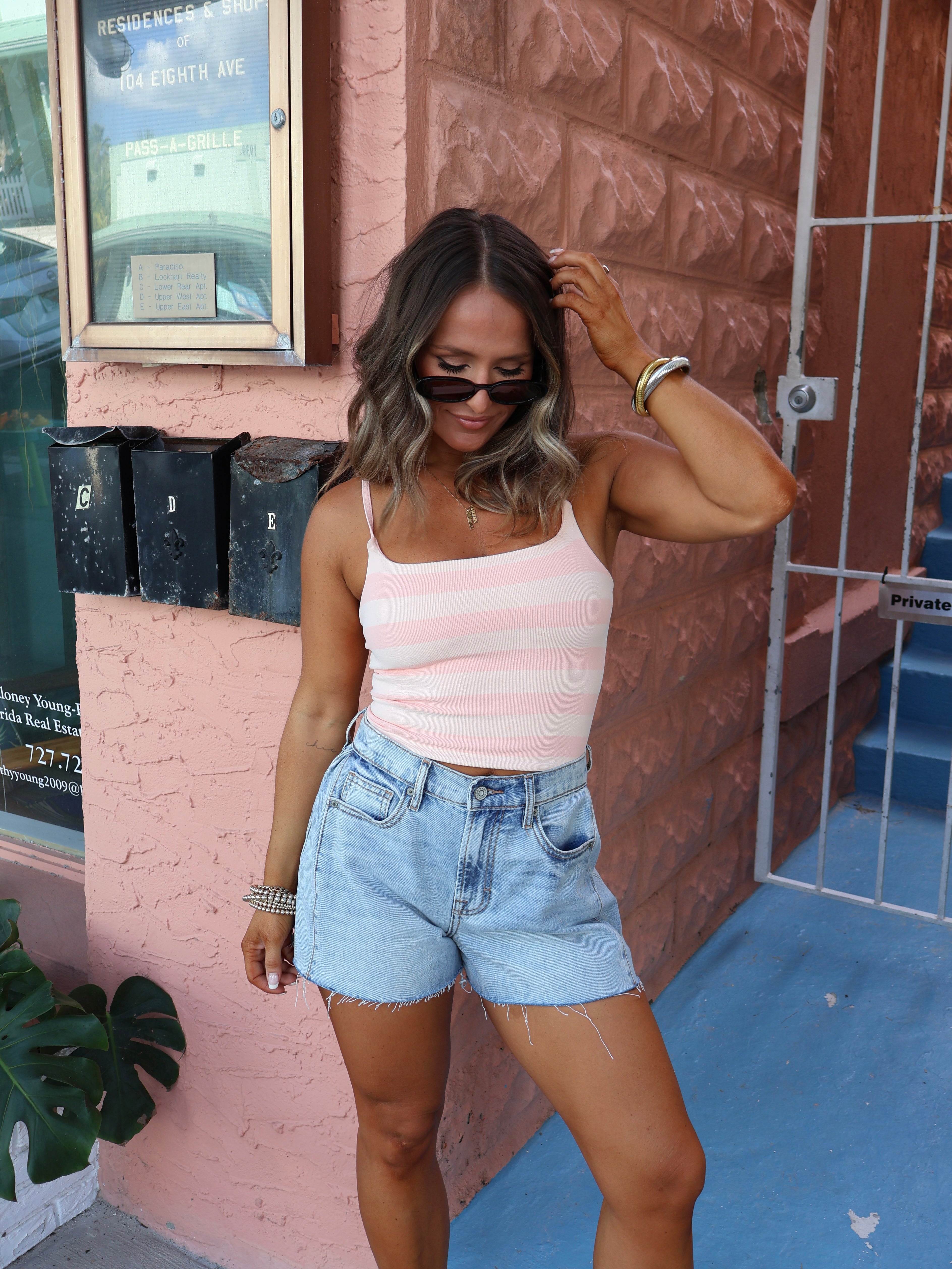 Lazy Day Striped Cami Light Pink