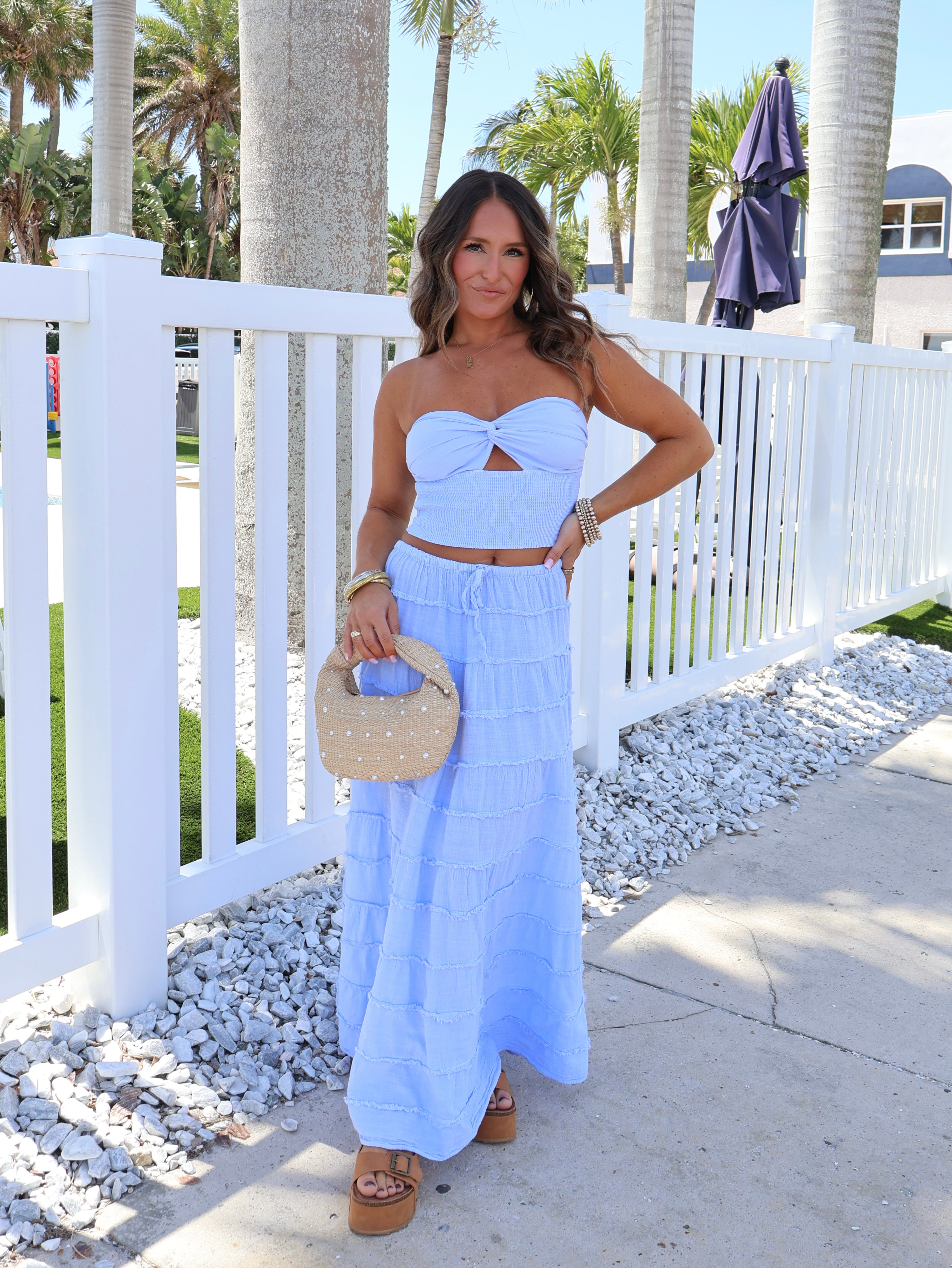 Palm Crush Twist Top Baby Blue