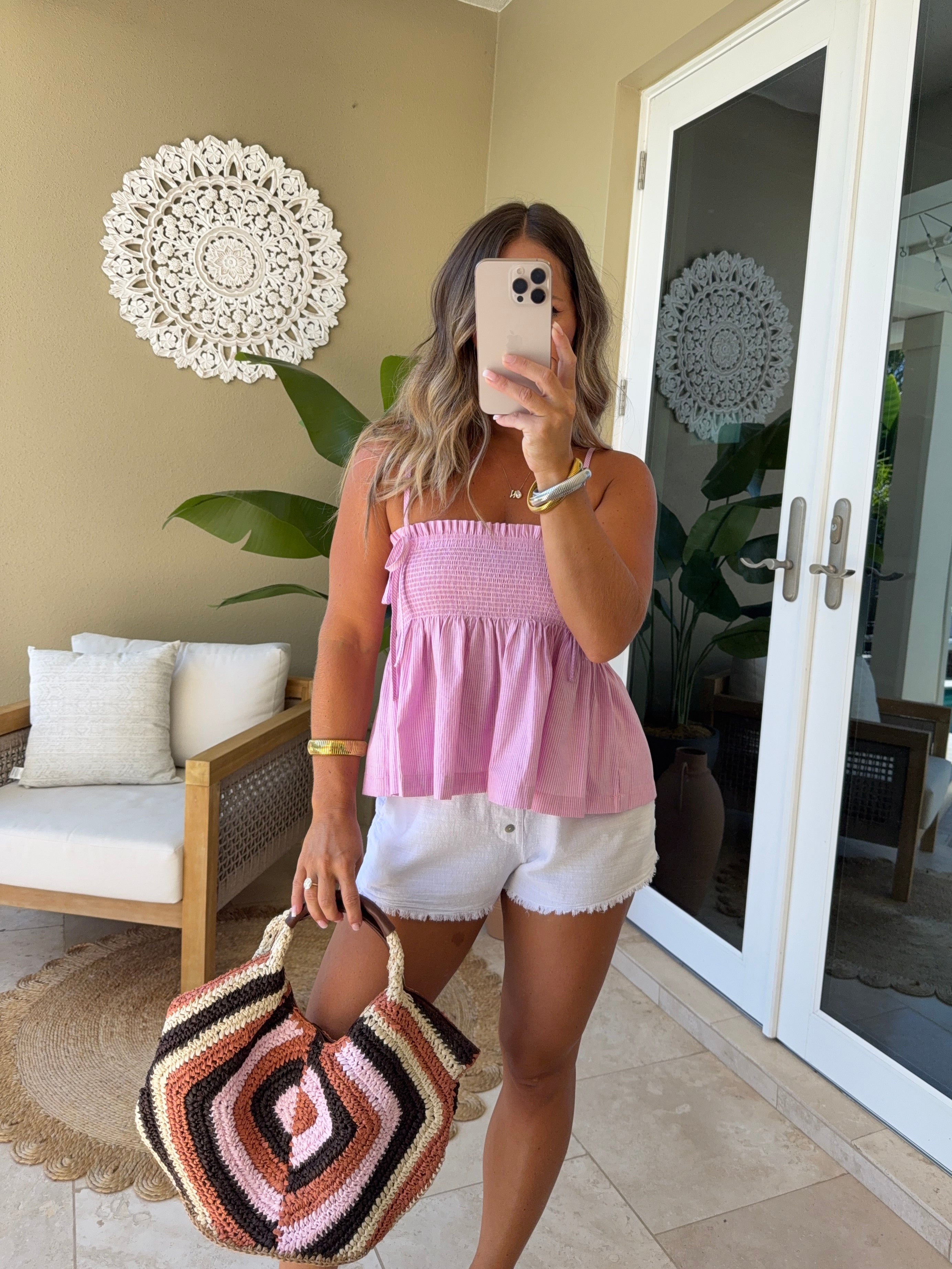 Bailey Striped Peplum Top Pink