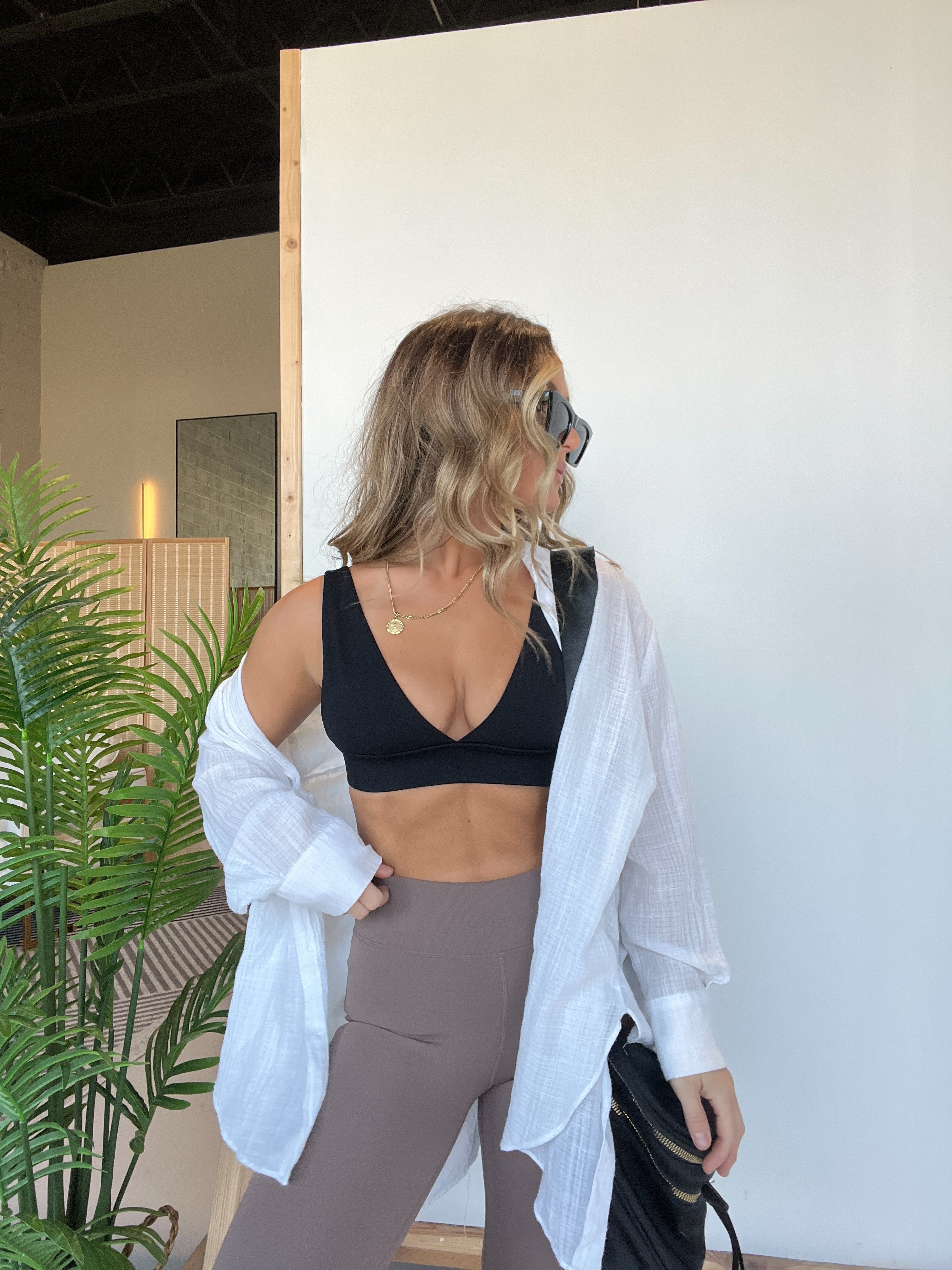 Cora Deep V Brami Top Black