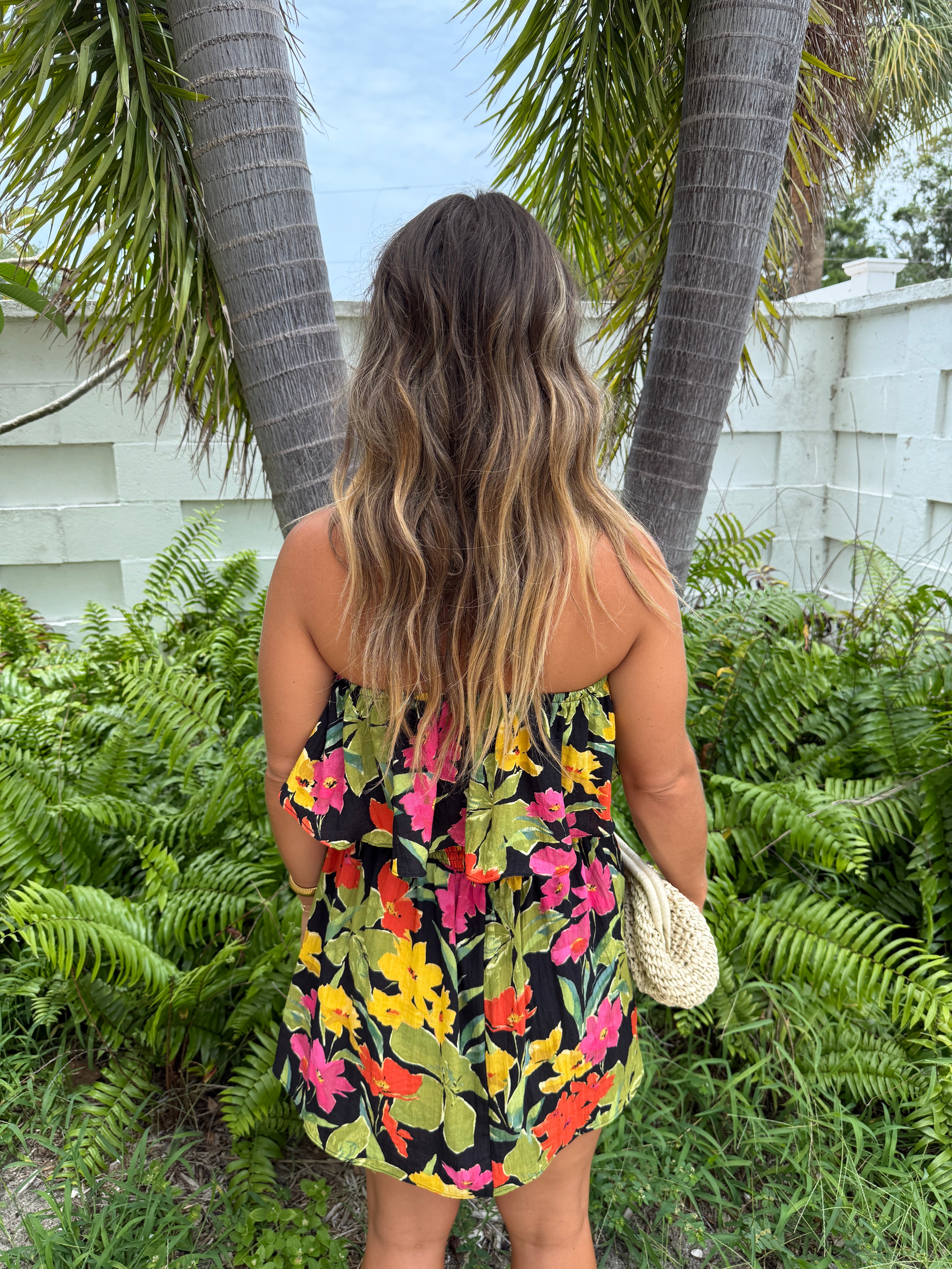Rio Floral Romper Dress Black Multi