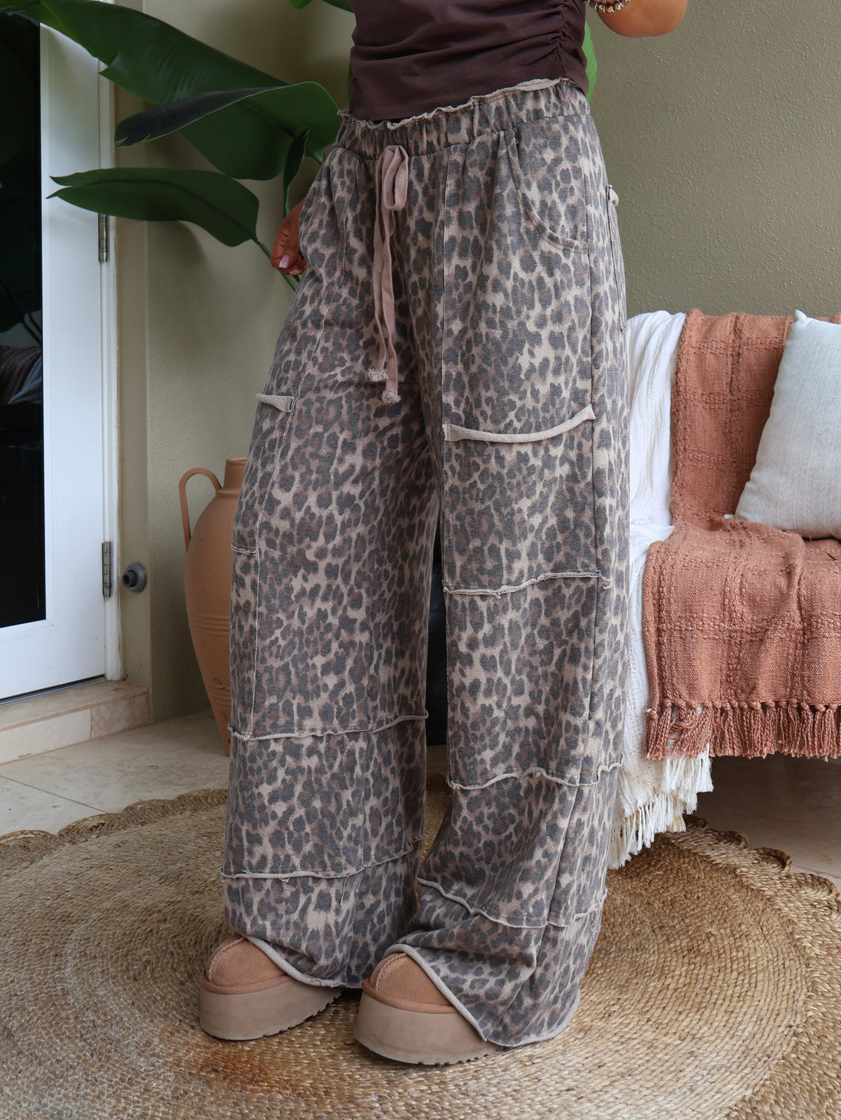 Leopard Trail Lounge Pants Mocha Multi