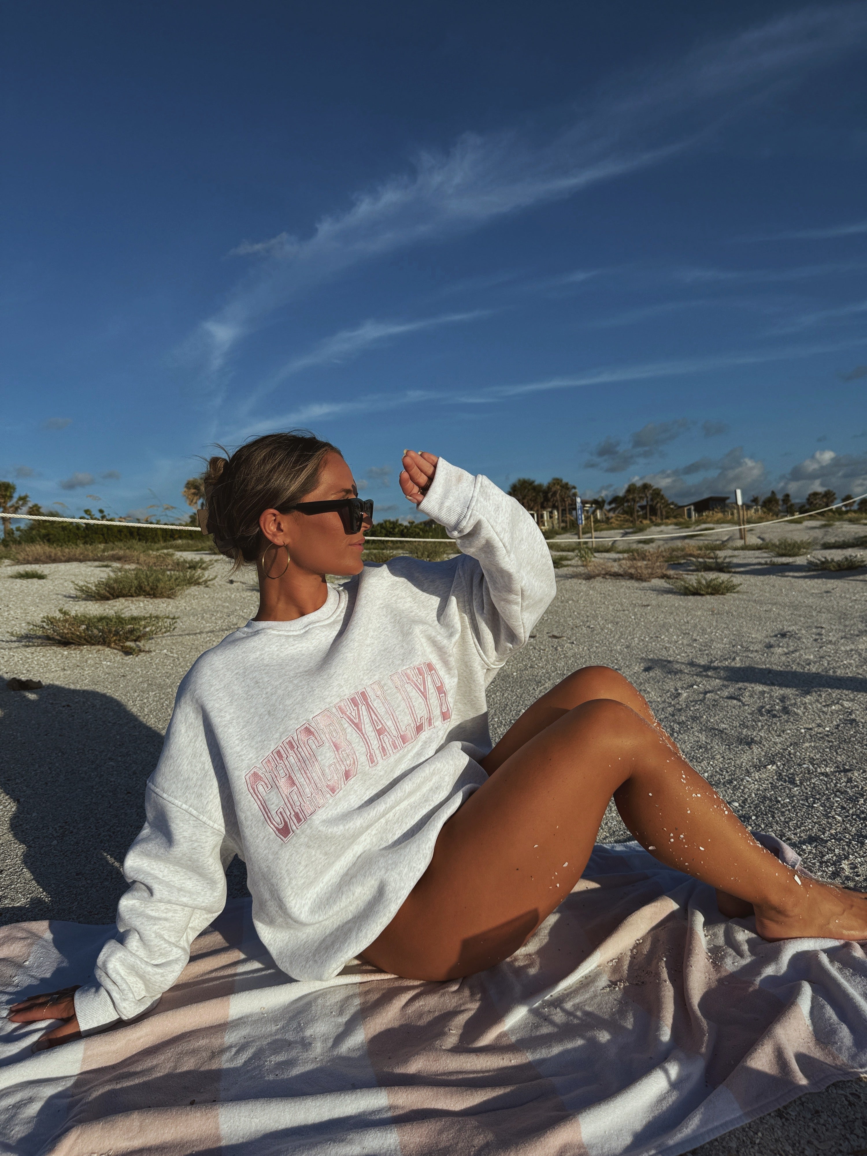 Chic by Ally B Varsity Crewneck Grey Pink