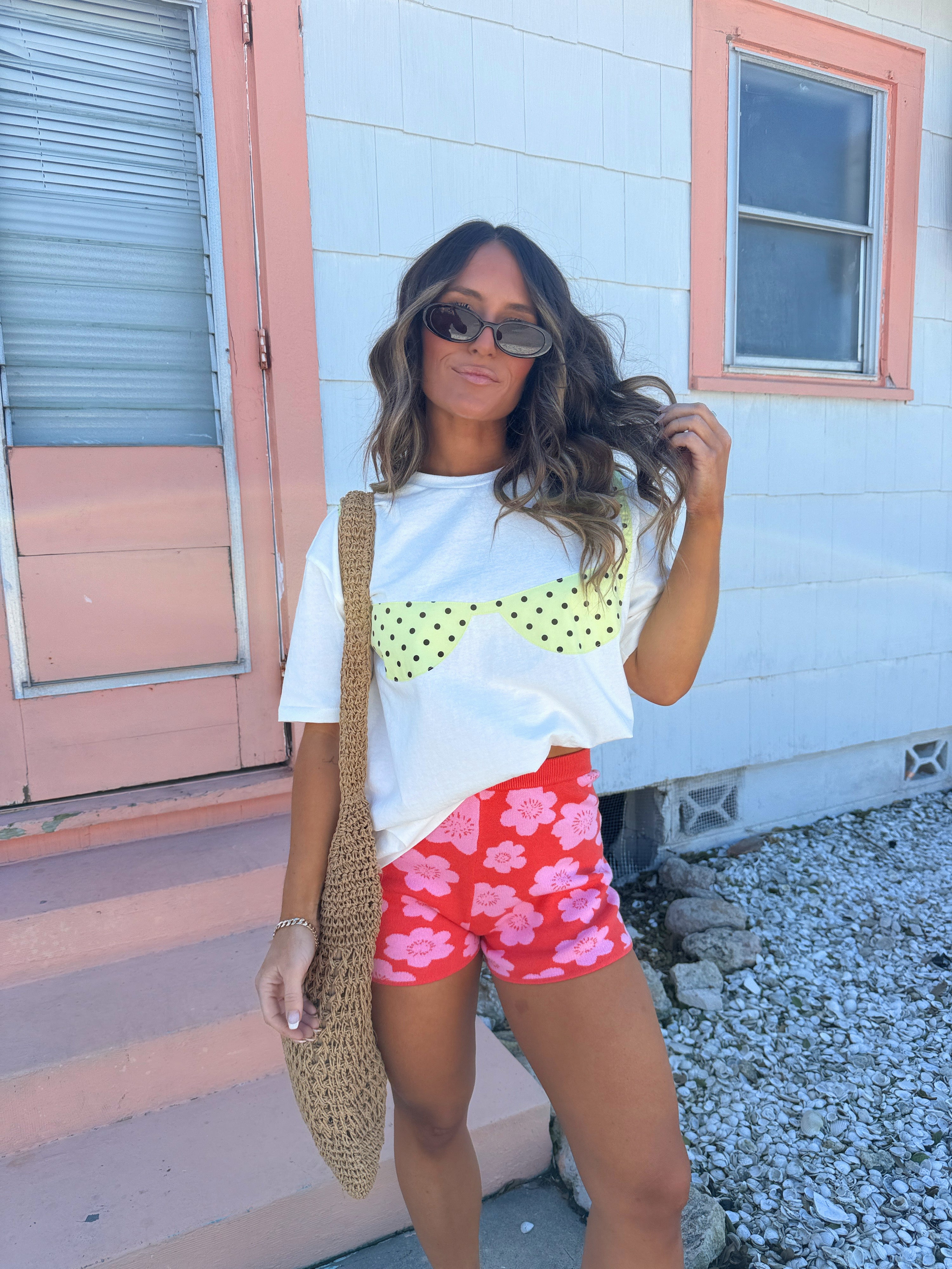 Beachin It Knit Shorts Orange/Pink