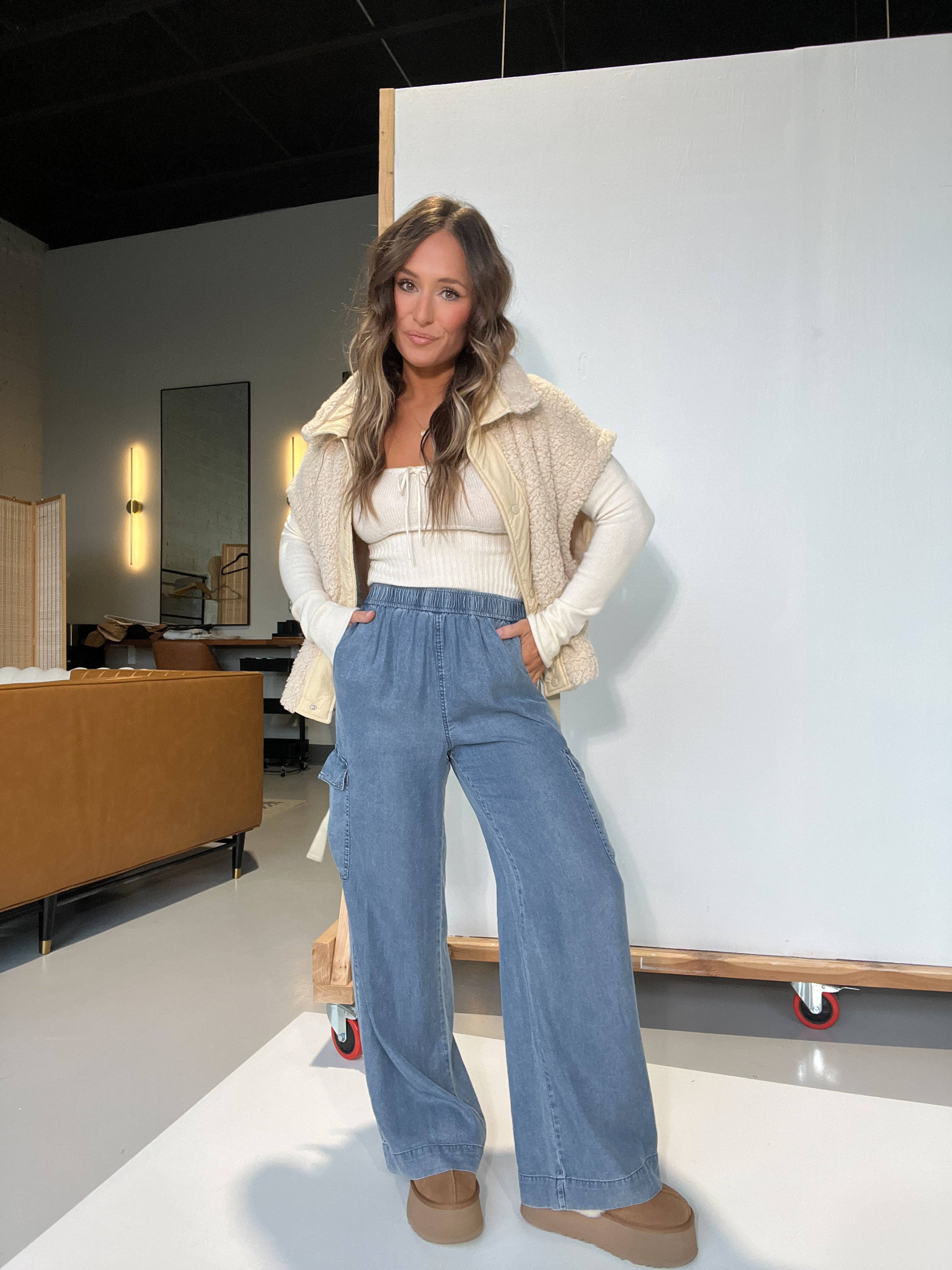 Arlo Wide Leg Tencel Cargo Pants