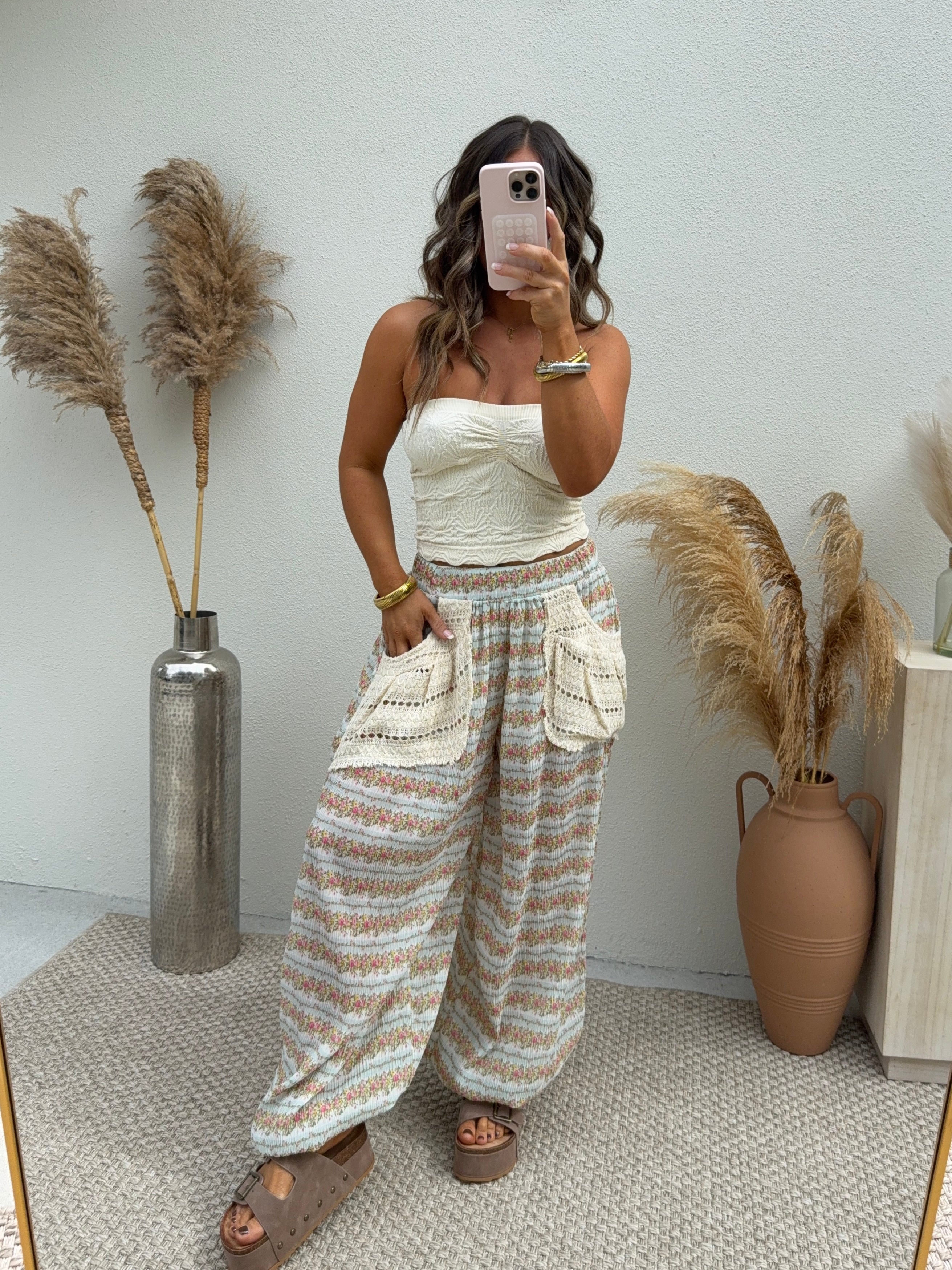 Spring Fling Boho Pants Mint Multi