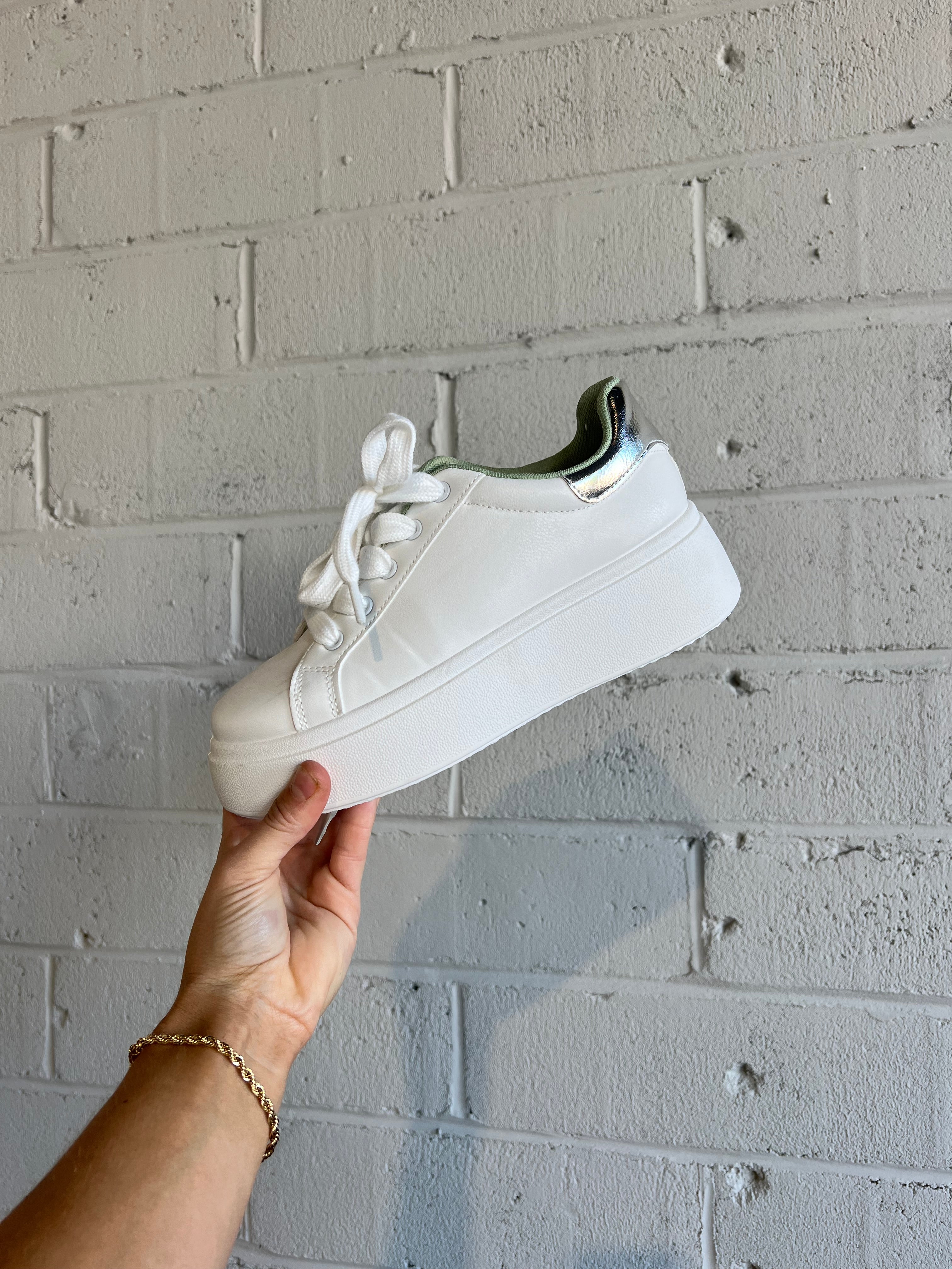 Record Smooth Platform Sneakers White