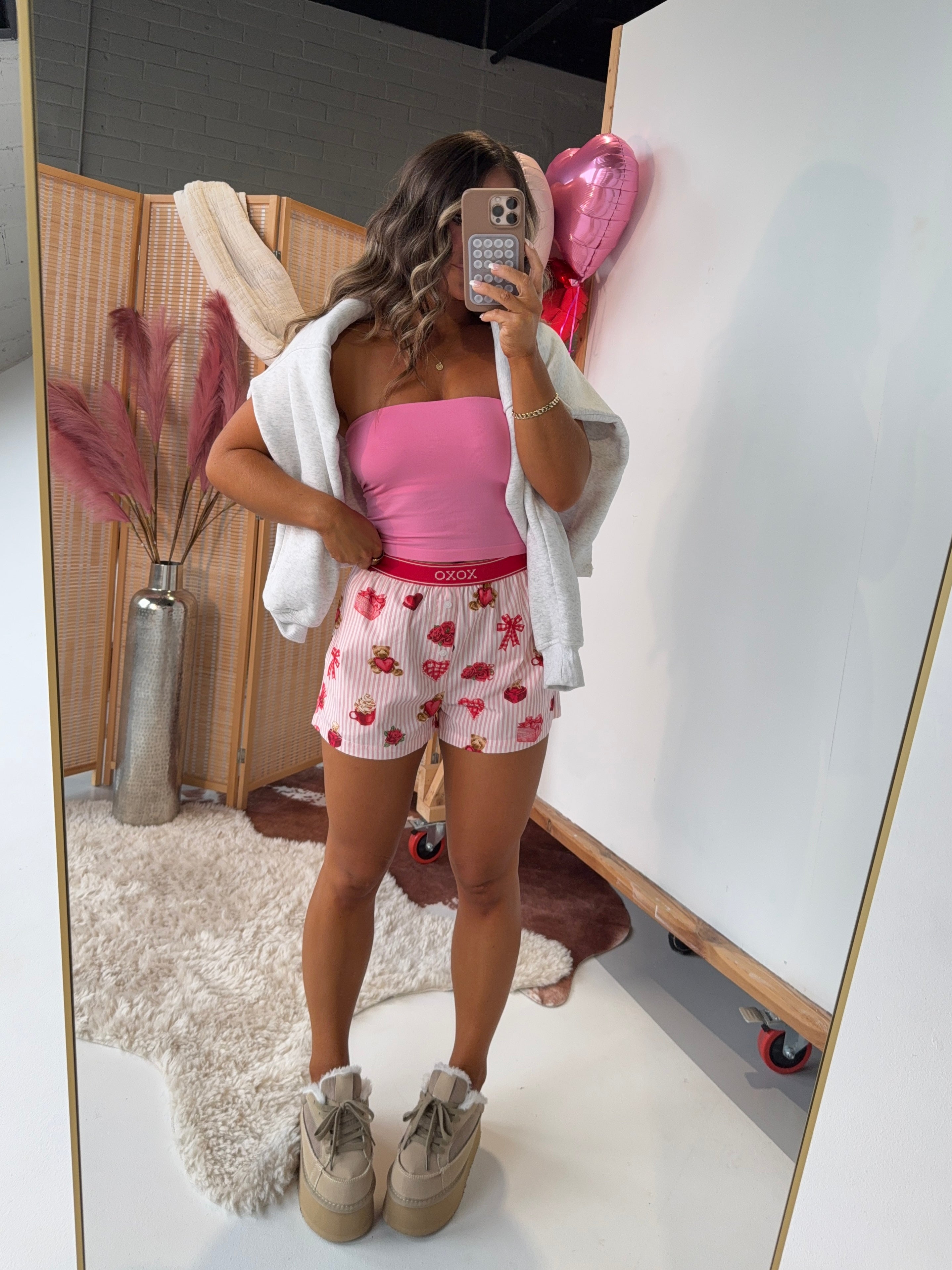 XOXO Boxer Shorts Pink/Red