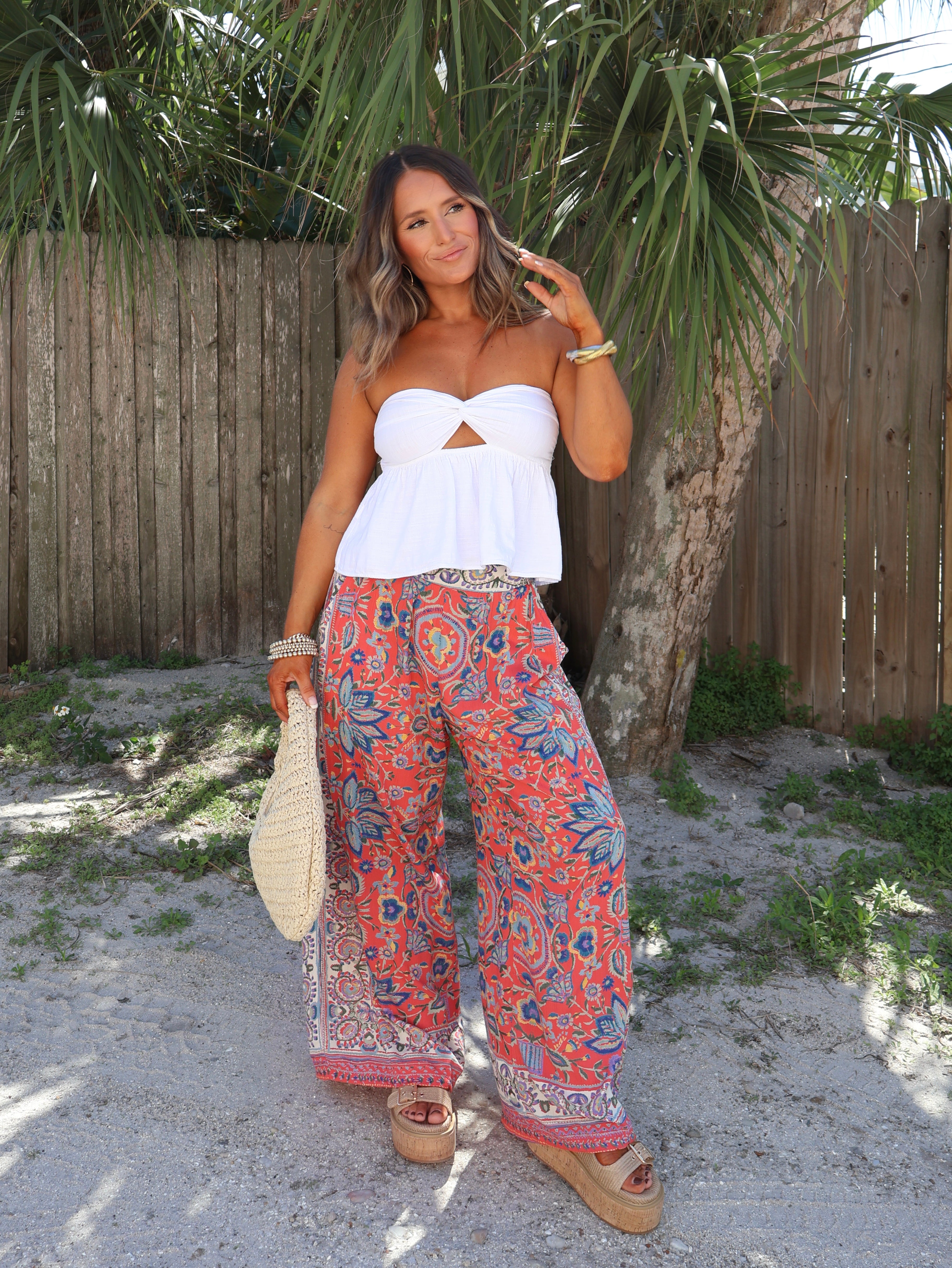 Freshly Picked Boho Pants Red Multi