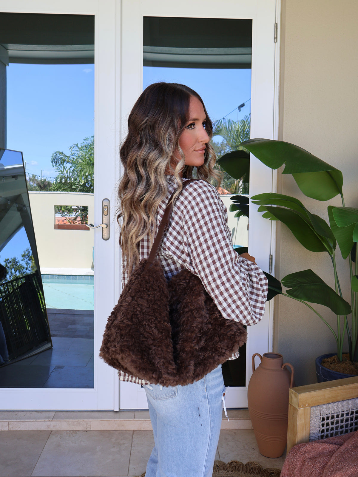 Coco Sherpa Shoulder Bag Chocolate