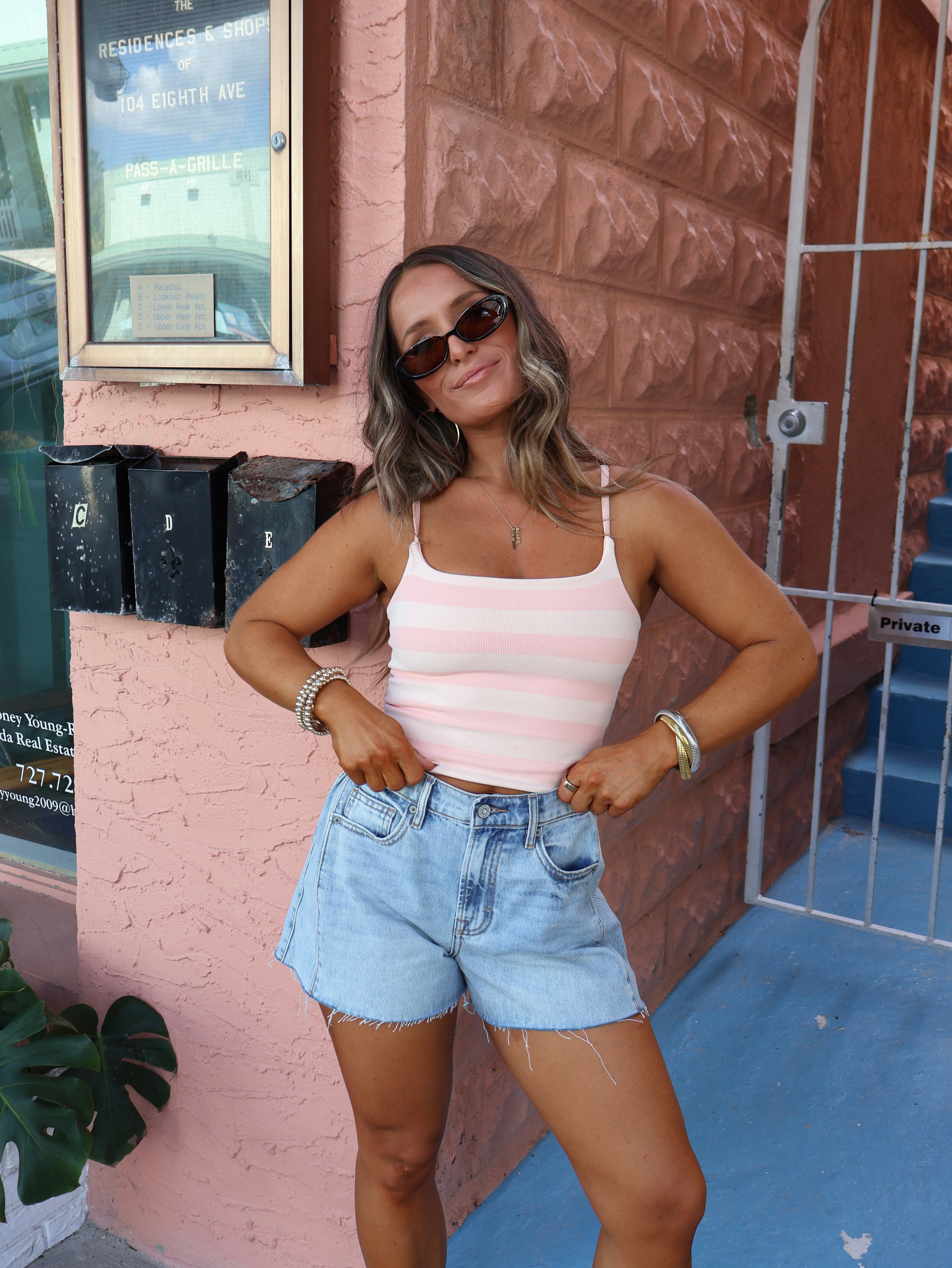 Lazy Day Striped Cami Light Pink