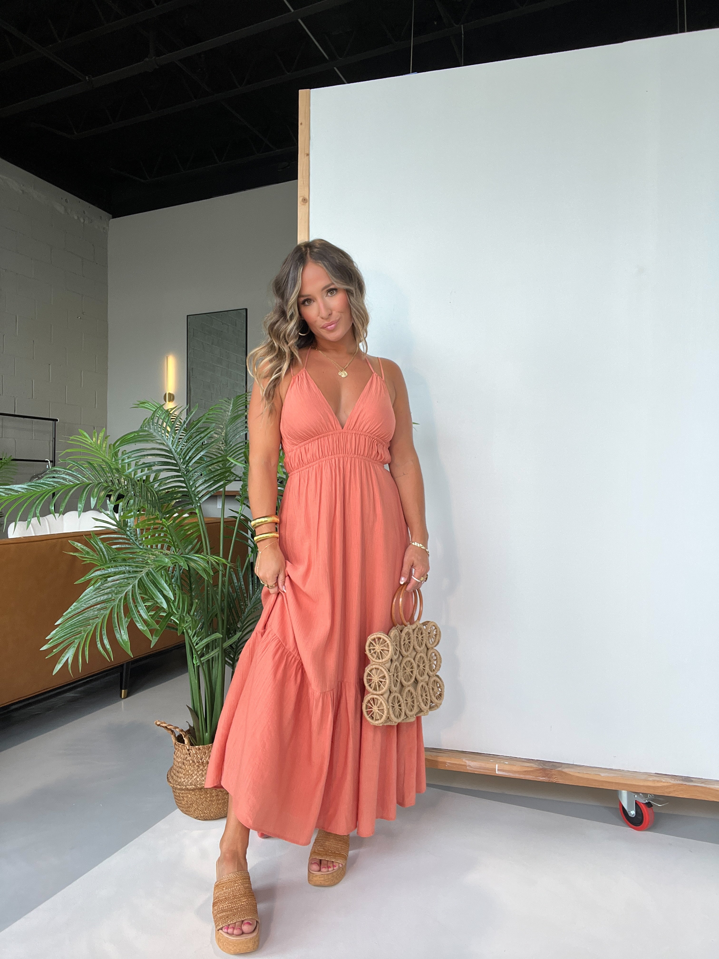 All I Wanted Halter Midi Dress Coral