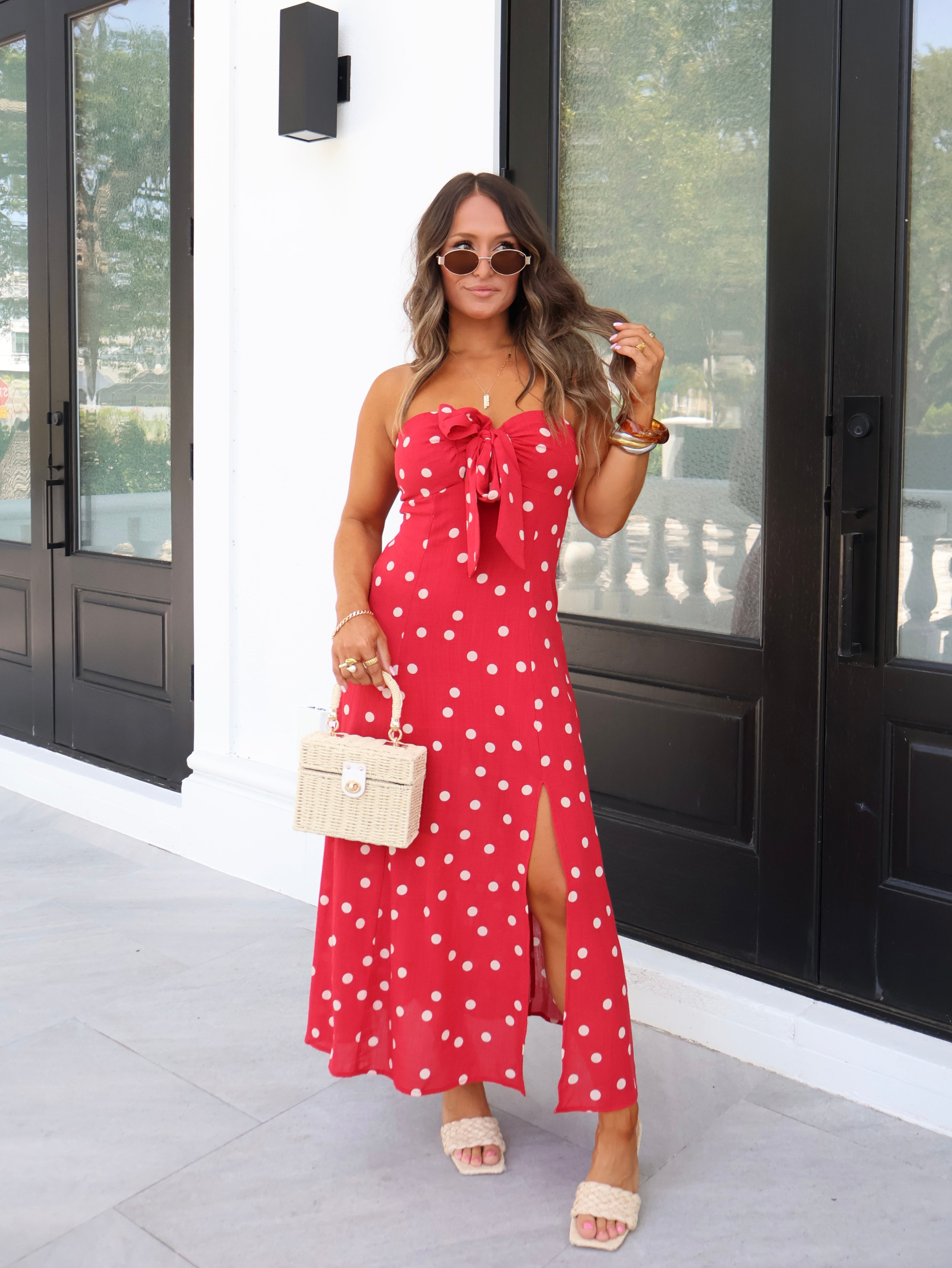 Cherry Sugar Midi Dress Red/Cream