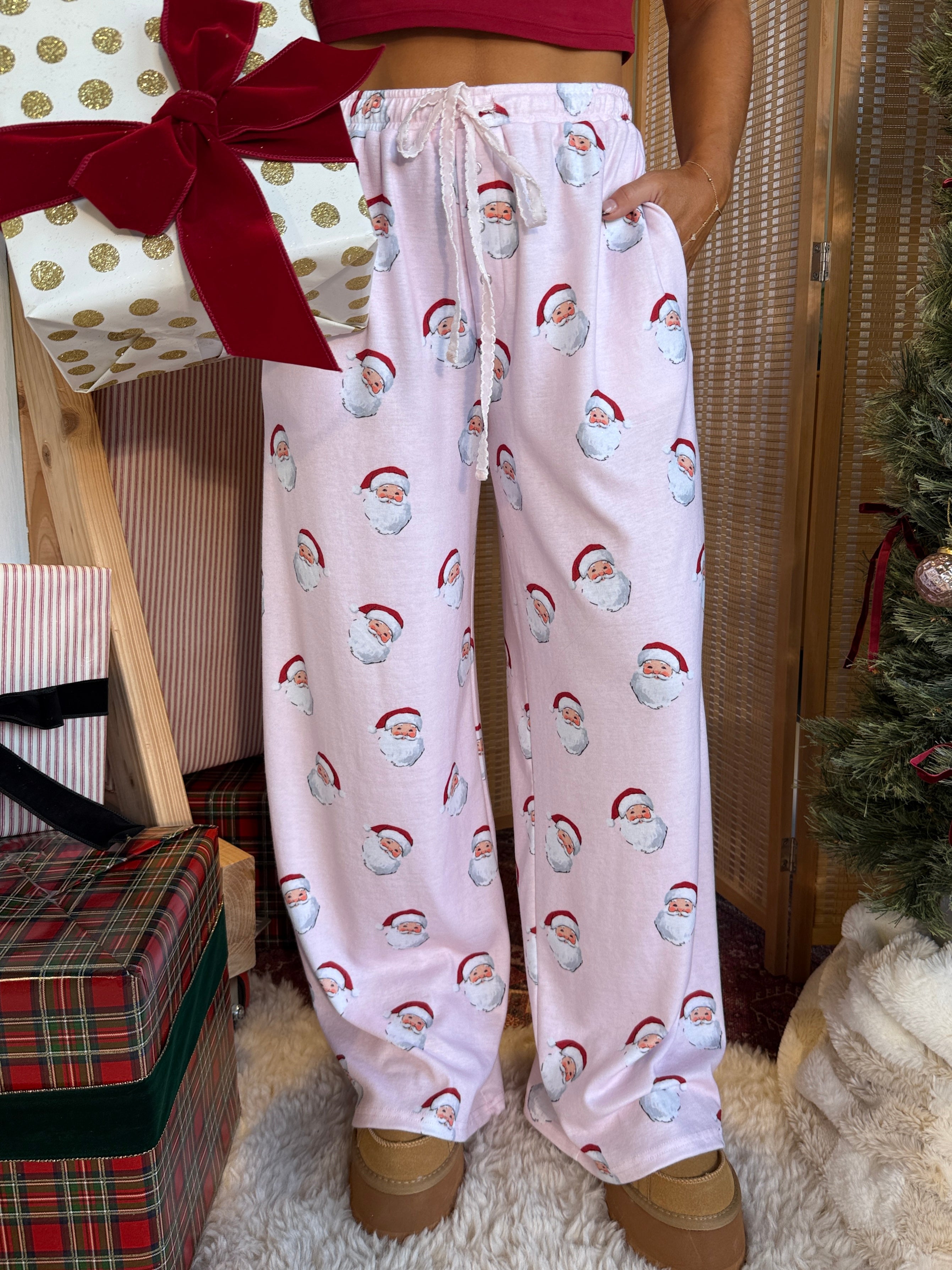 Santa's Favorite Lounge Pants Baby Pink