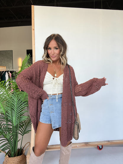 Autumn Breeze Oversized Knit Cardigan Rust