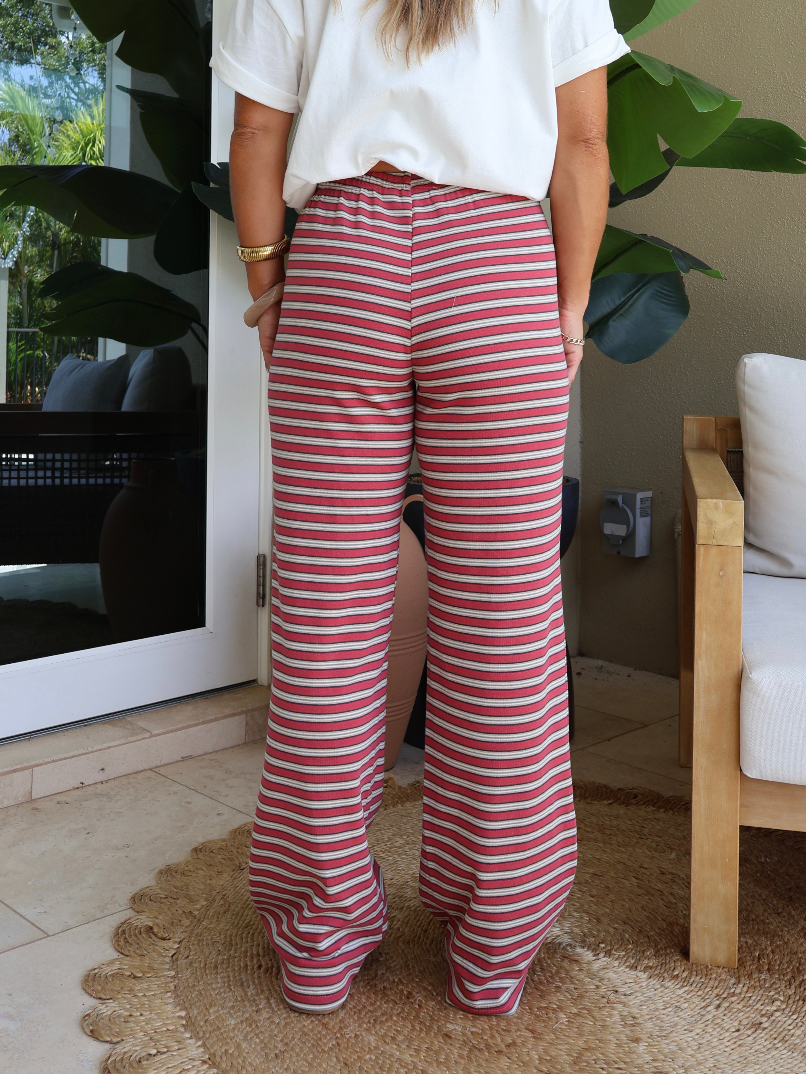 Ella Striped Lounge Pants Red Multi