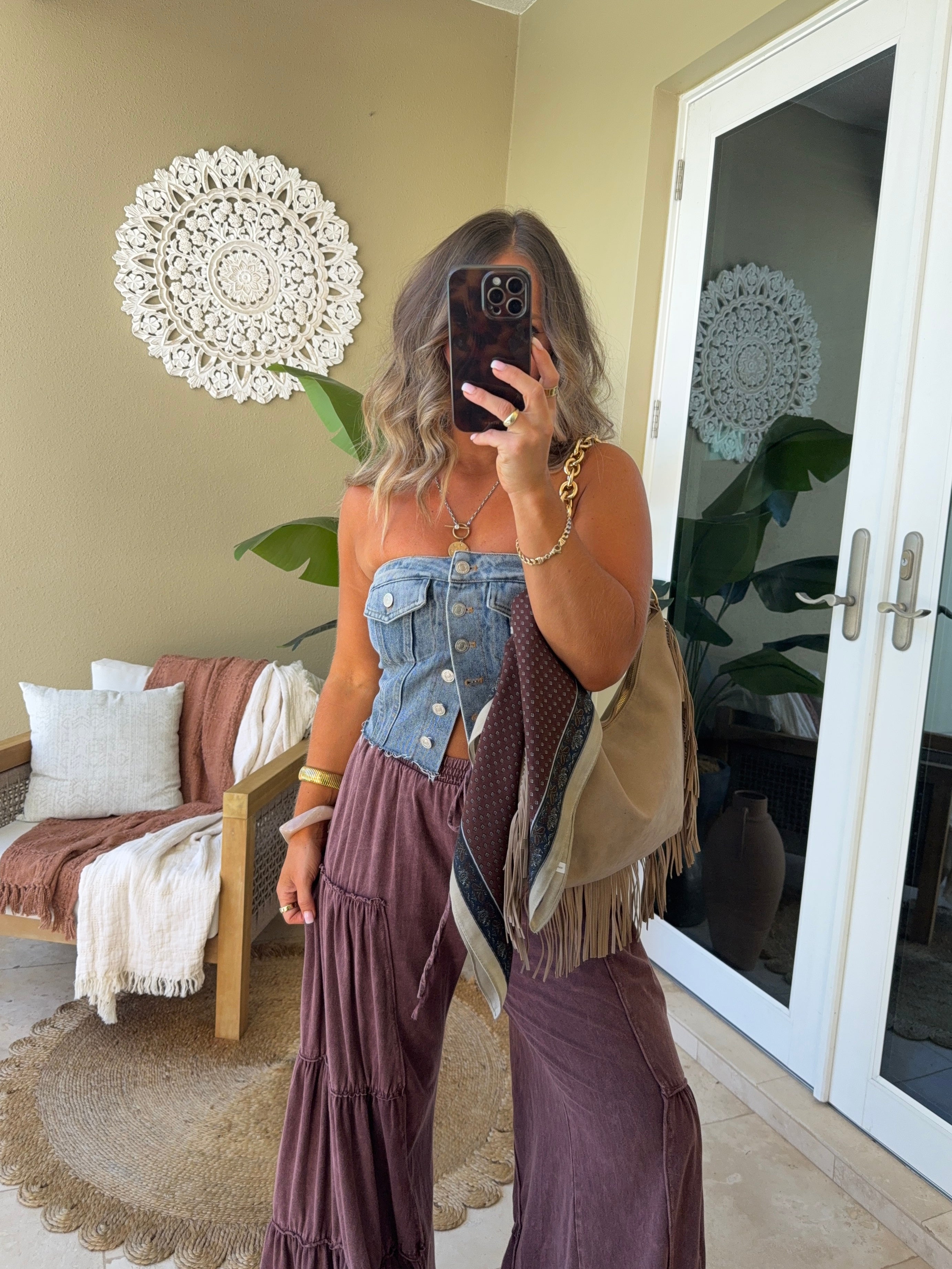 Maple Grove Fringe Slouchy Bag Taupe