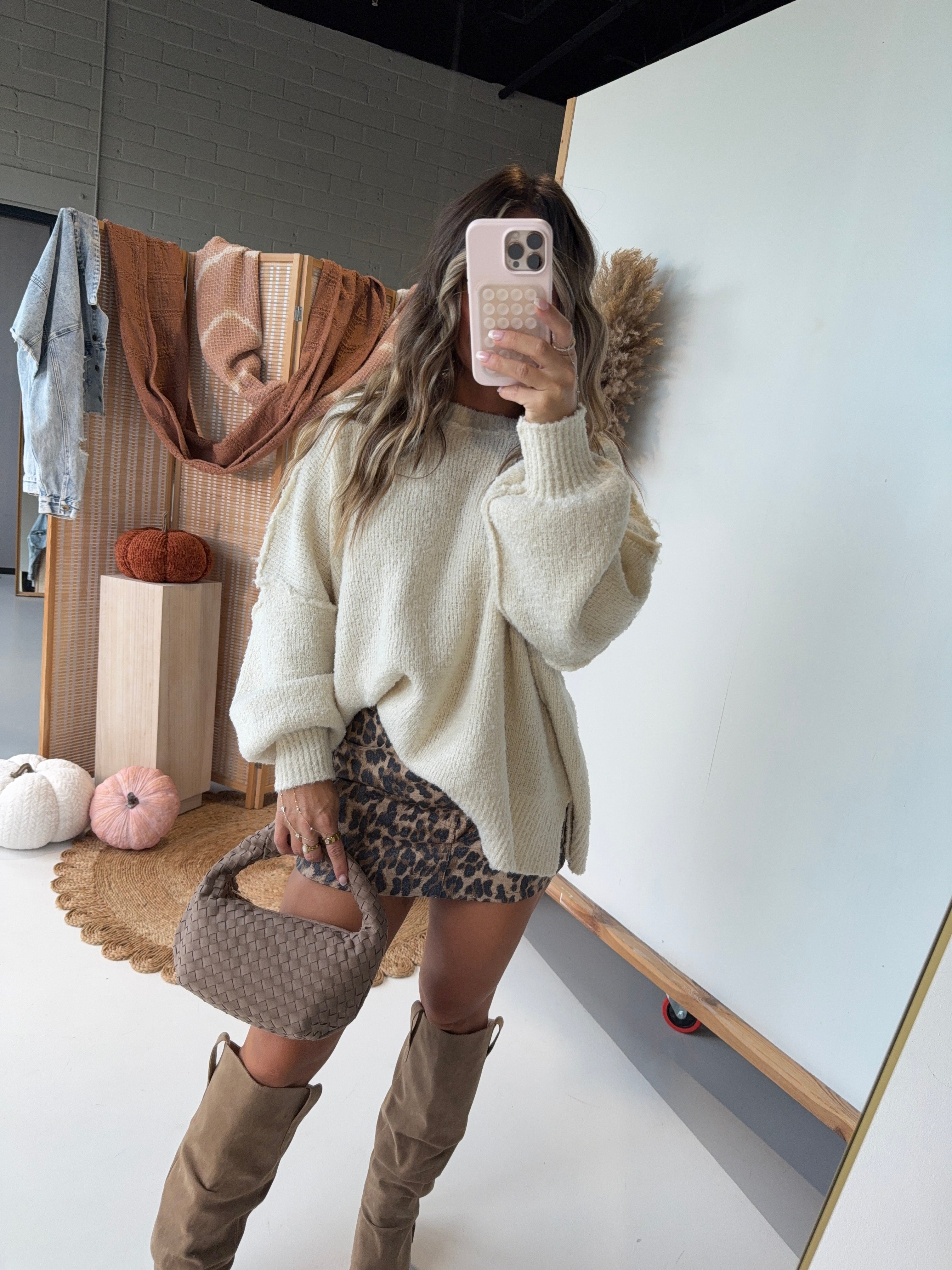 Fall Break Leopard Mini Skirt Brown