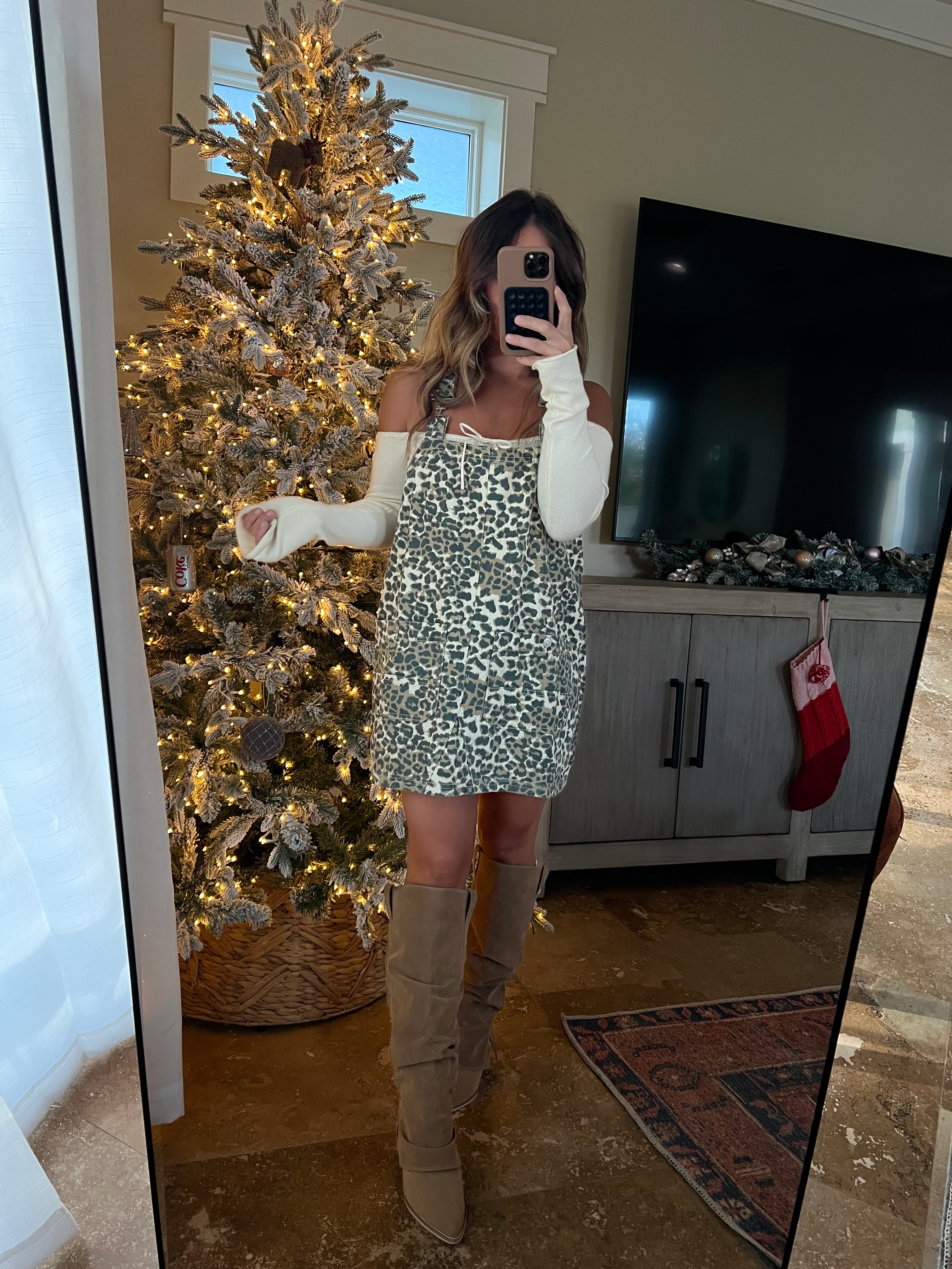 Brunch Babe Overall Mini Dress Leopard
