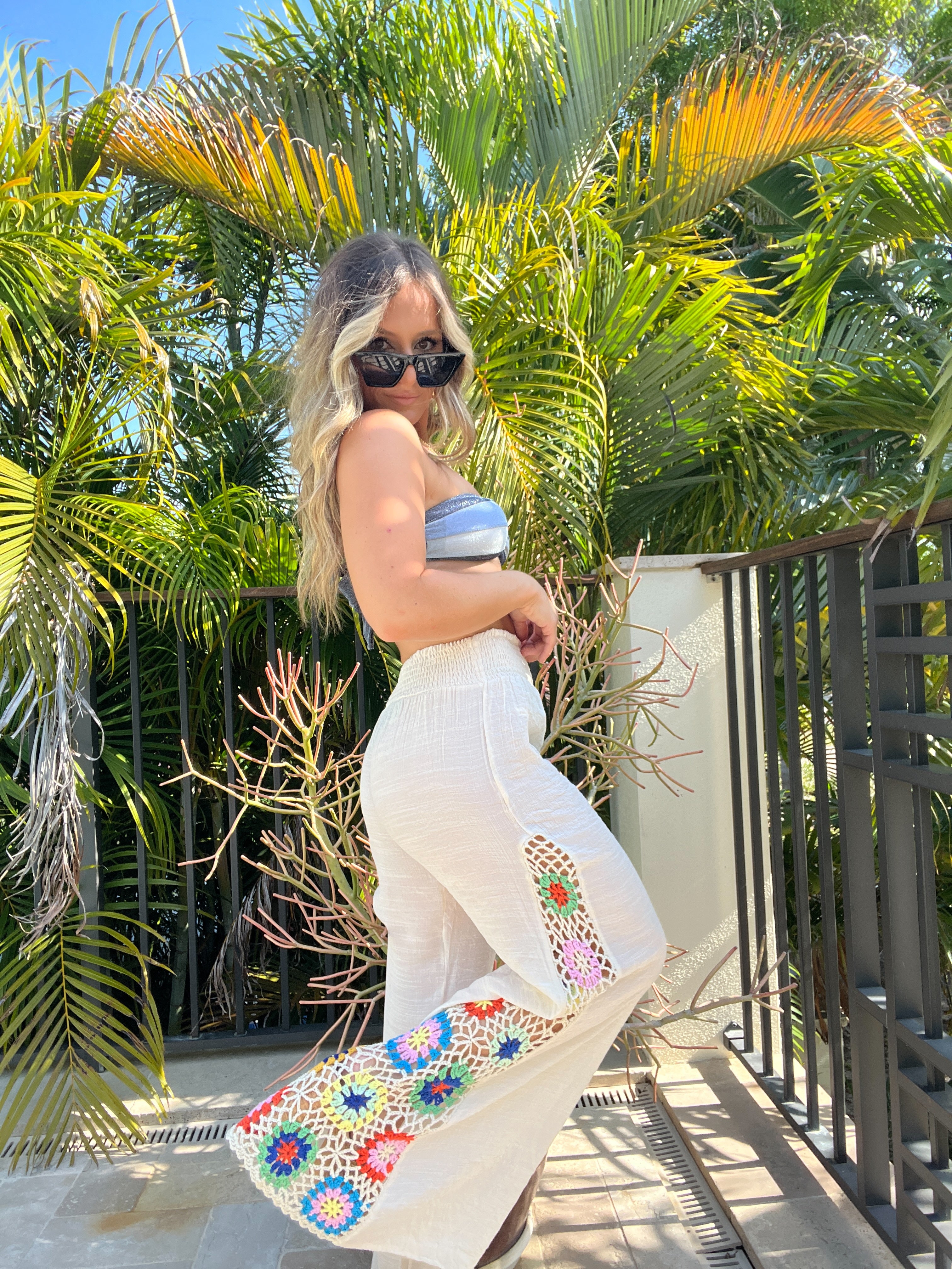 Villa Dreams Crochet Cover Up Pants Natural