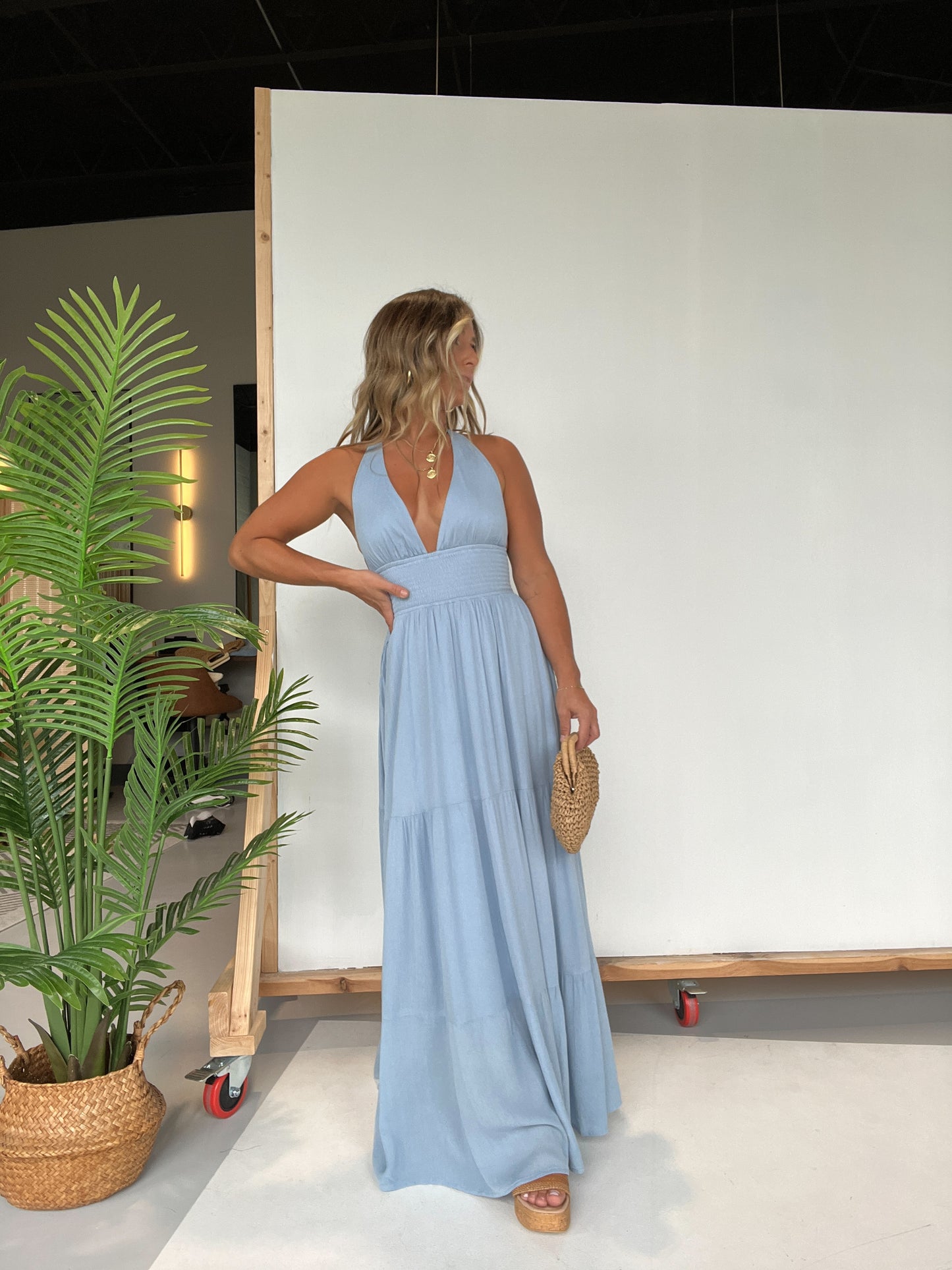 Here Comes The Sun Maxi Dress Baby Blue