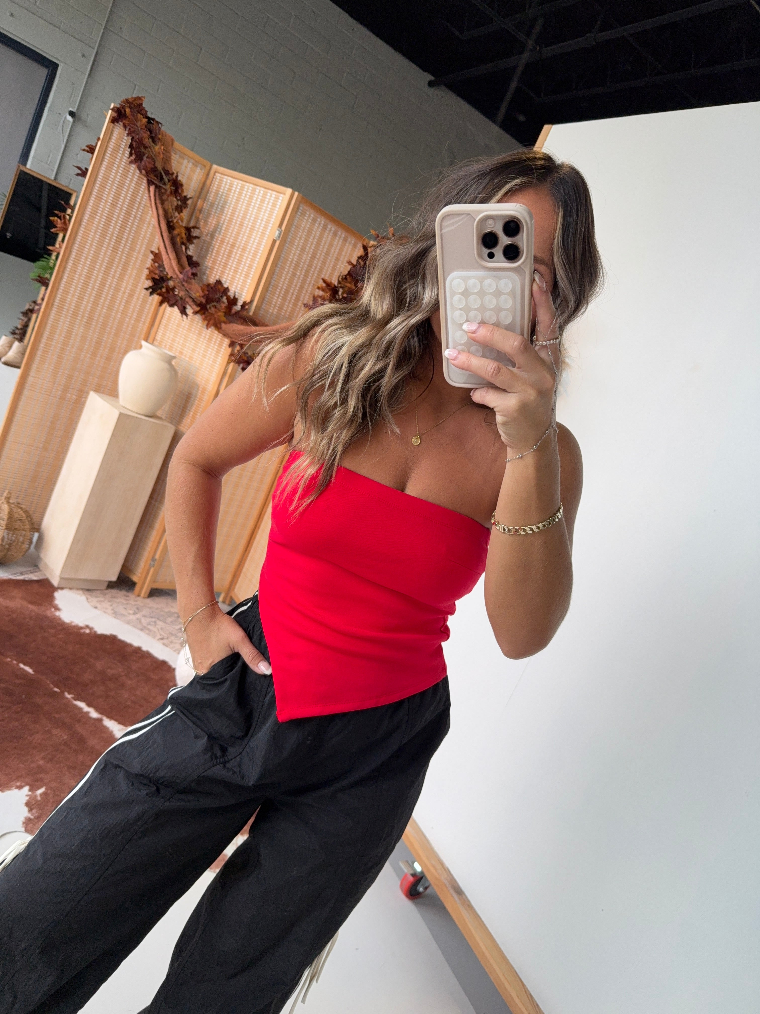 Sunday Funday Tube Top Red