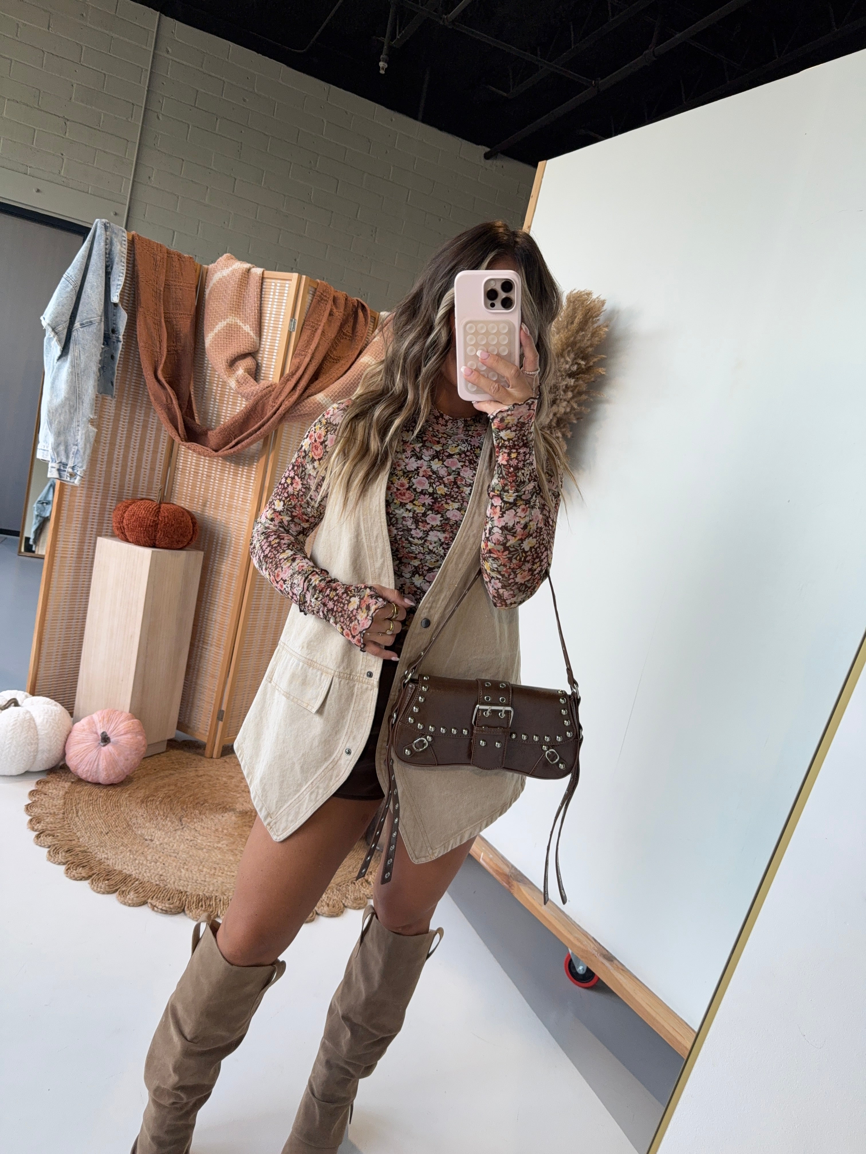 Ginny Faux Leather Shoulder Bag Brown