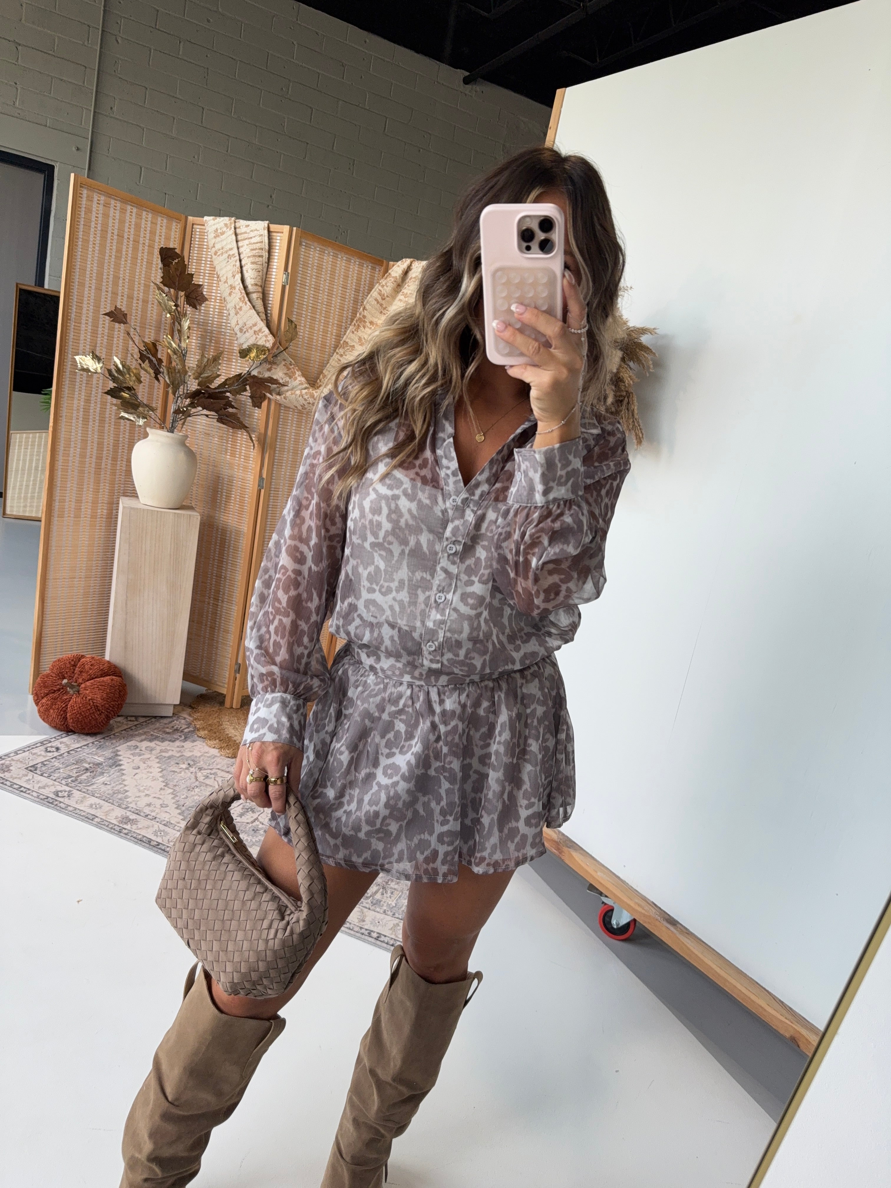 Cinny Flounce Mini Dress Leopard