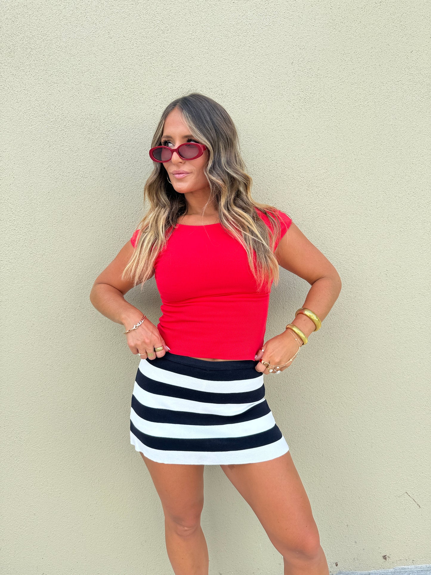 Liberty Striped Mini Skort Navy