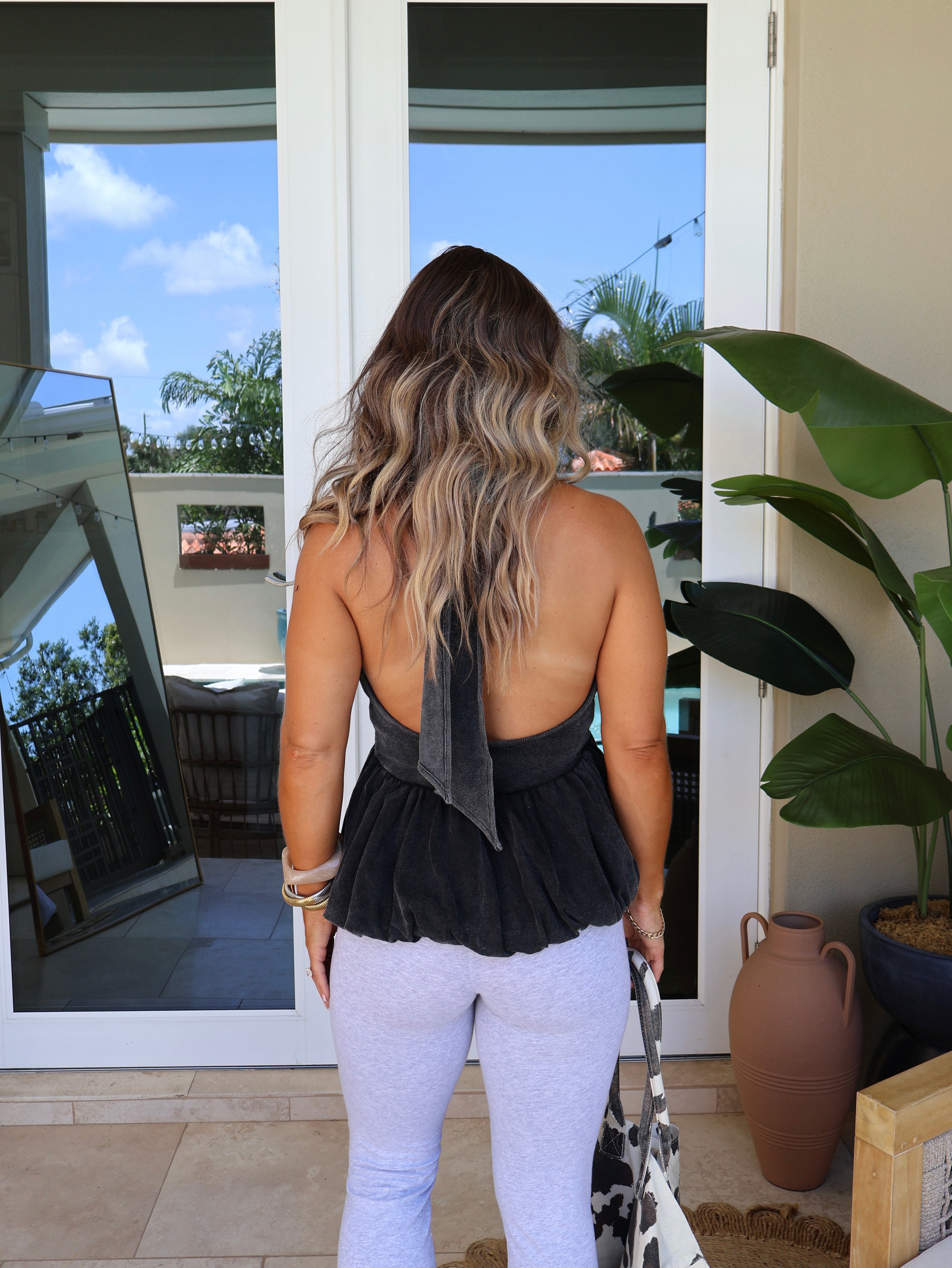 Sydney Halter Top Washed Black