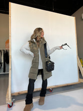 Load image into Gallery viewer, Lucky You Long Puffer Vest Olive

