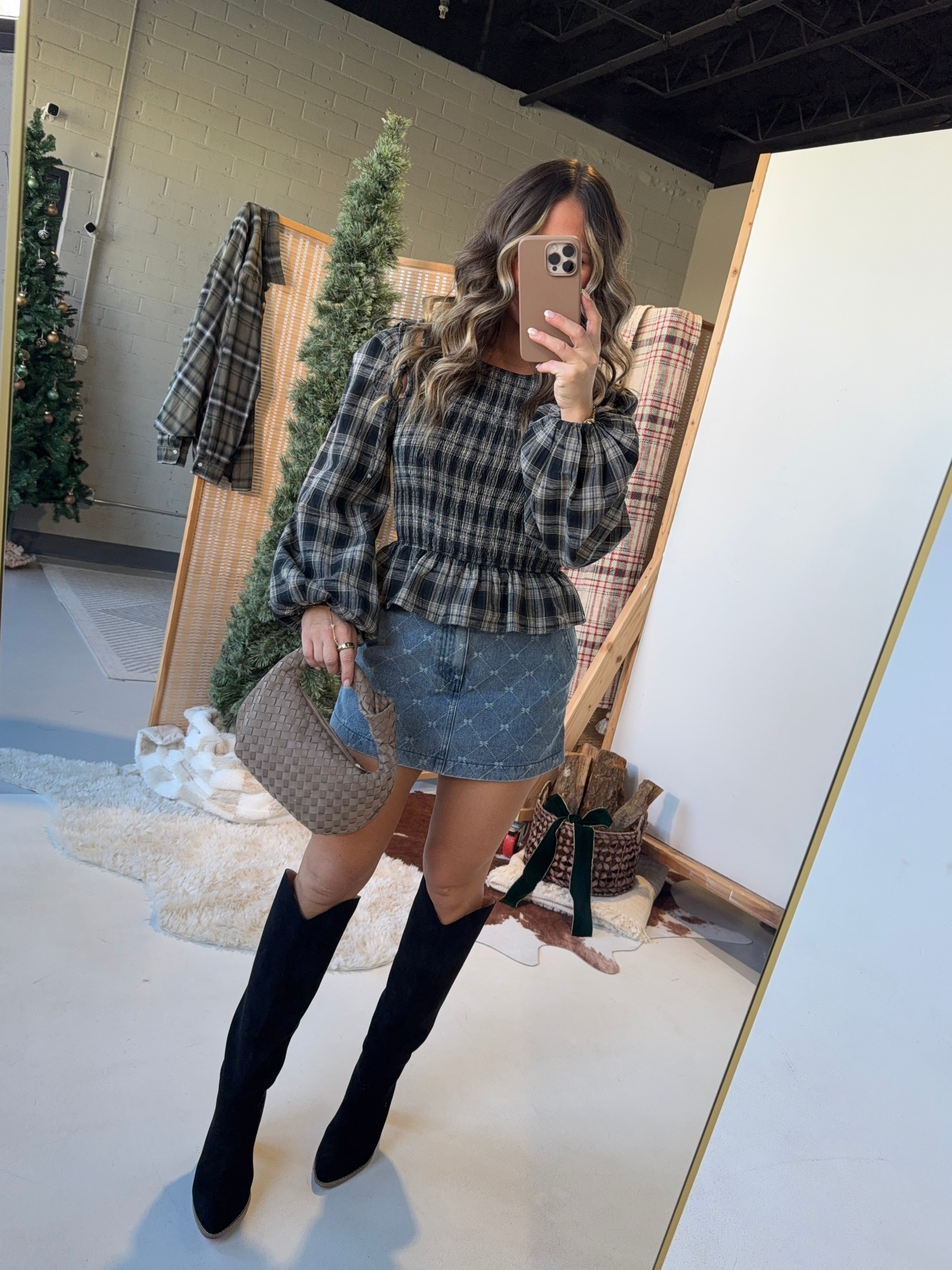 November Falls Smocked Top Black