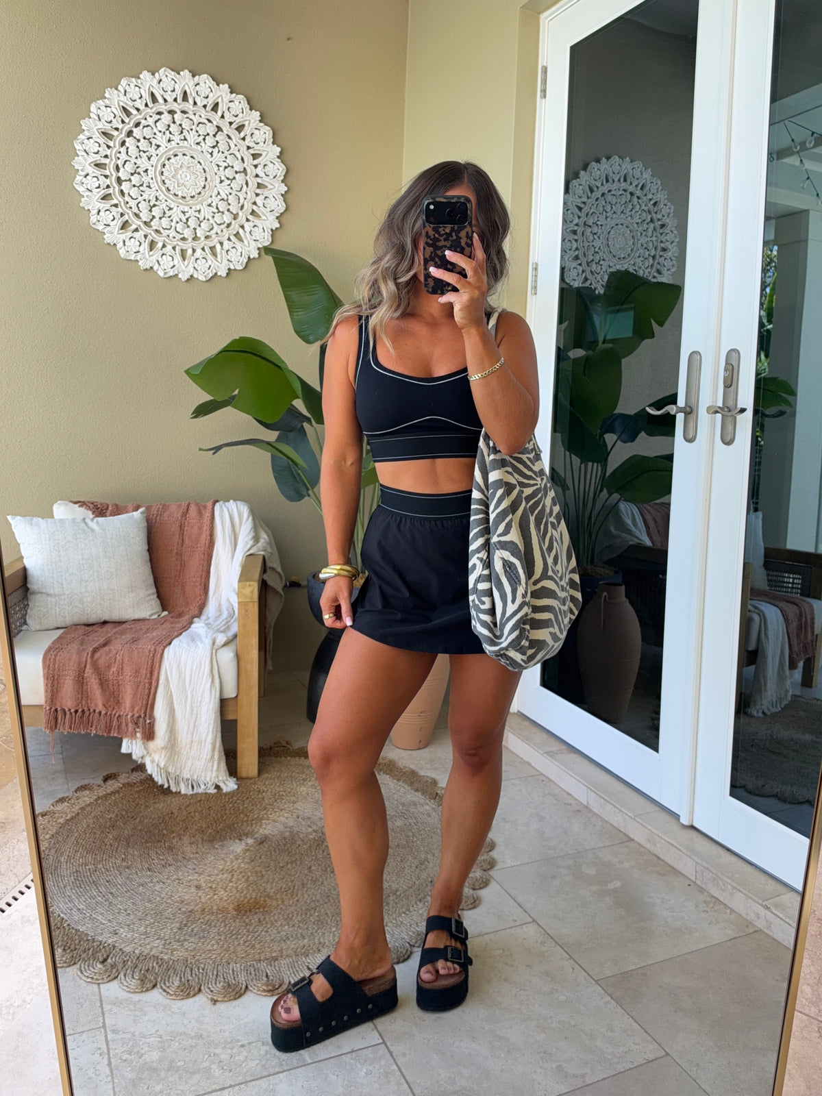 Jessi Contrast Athletic Skort Black/White