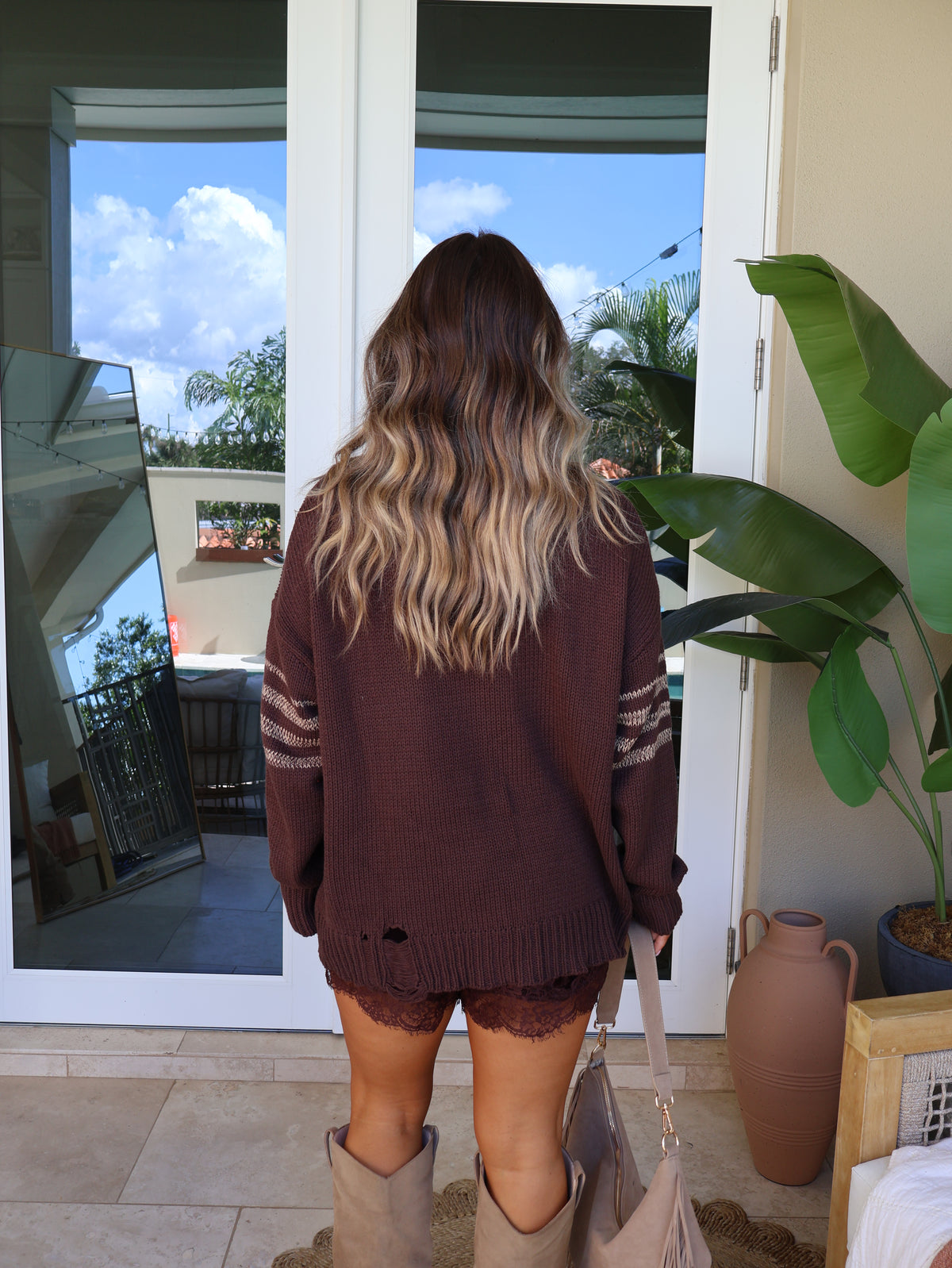 Stadium Nights Knit Sweater Brown