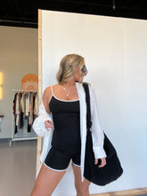 Load image into Gallery viewer, On The Go Piped Romper Black
