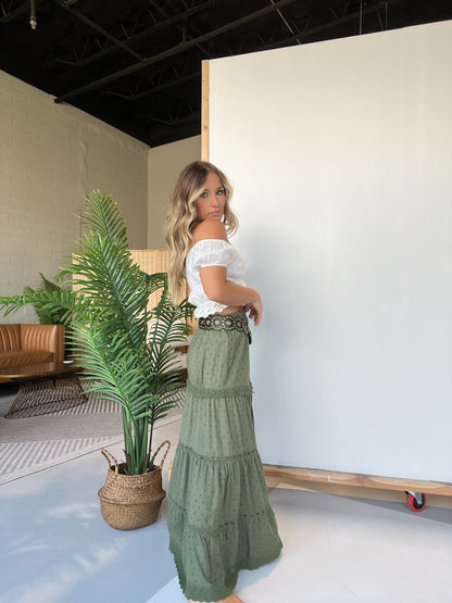 Make Waves Maxi Skirt Olive