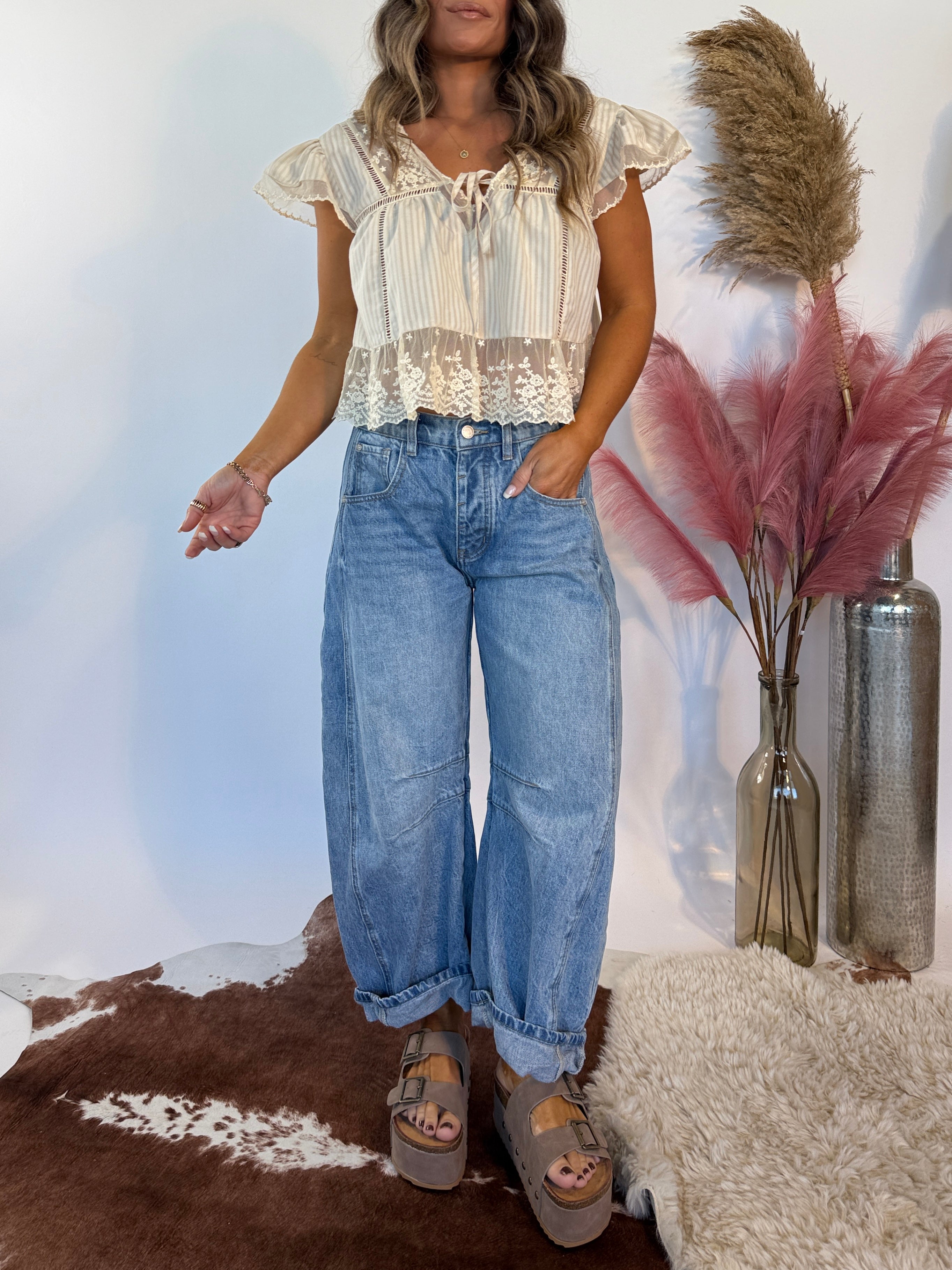 Gracie Barrel Mineral Washed Denim Jeans