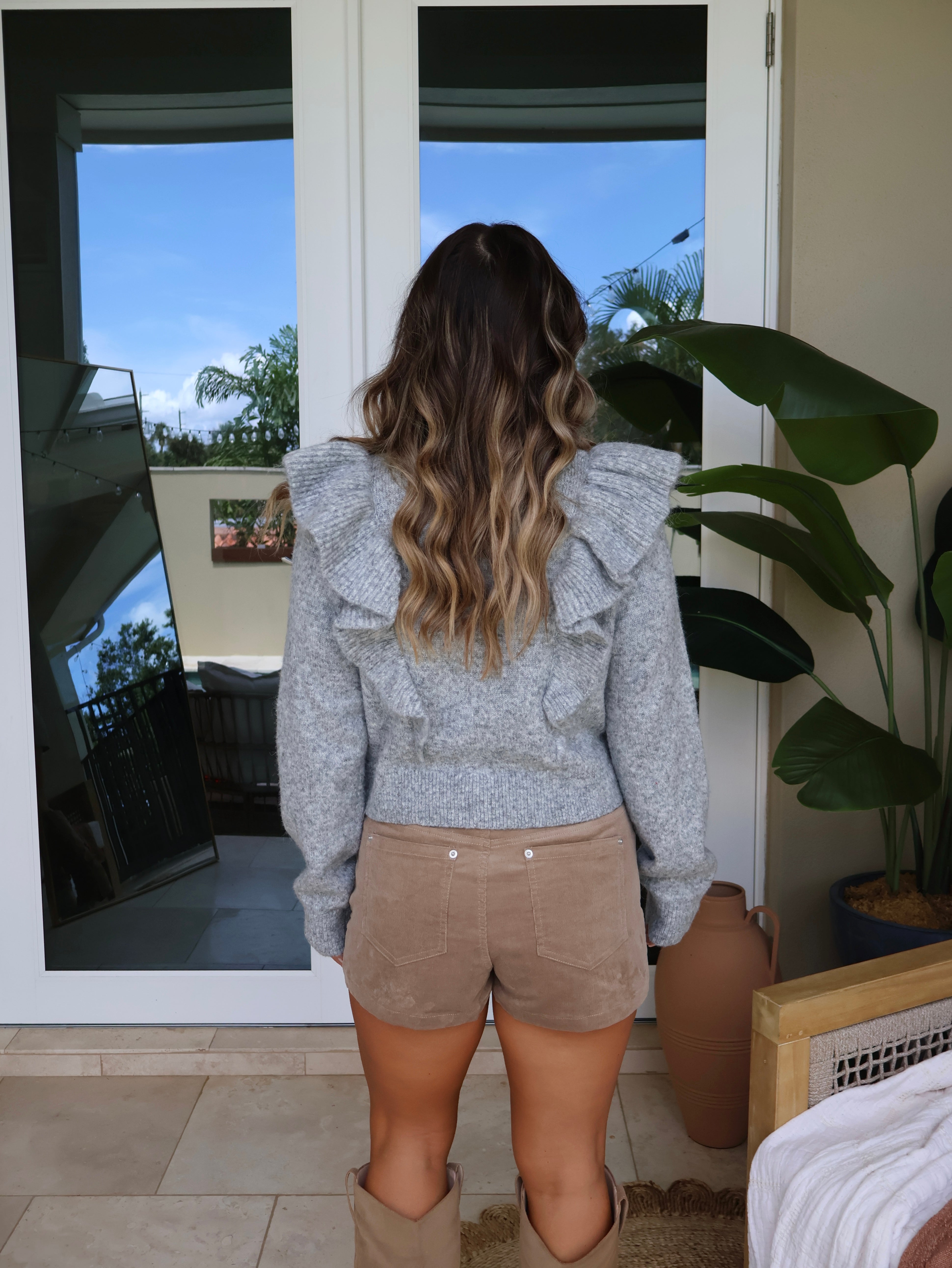 Fall Haze Ruffle Sweater Heather Grey